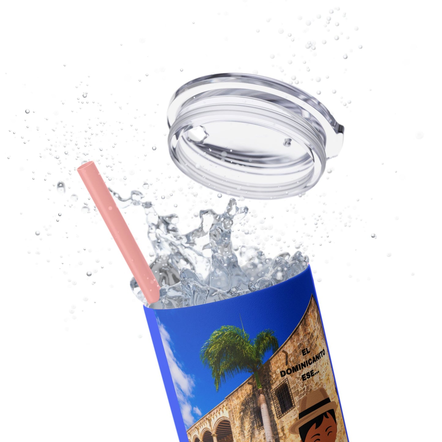DOMINICAN REPUBLIC Vibrant Travel Tumbler, 20oz Skinny Tumbler with Straw - Perfect for Summer Adventures, Vacation, Gifts, Customizable