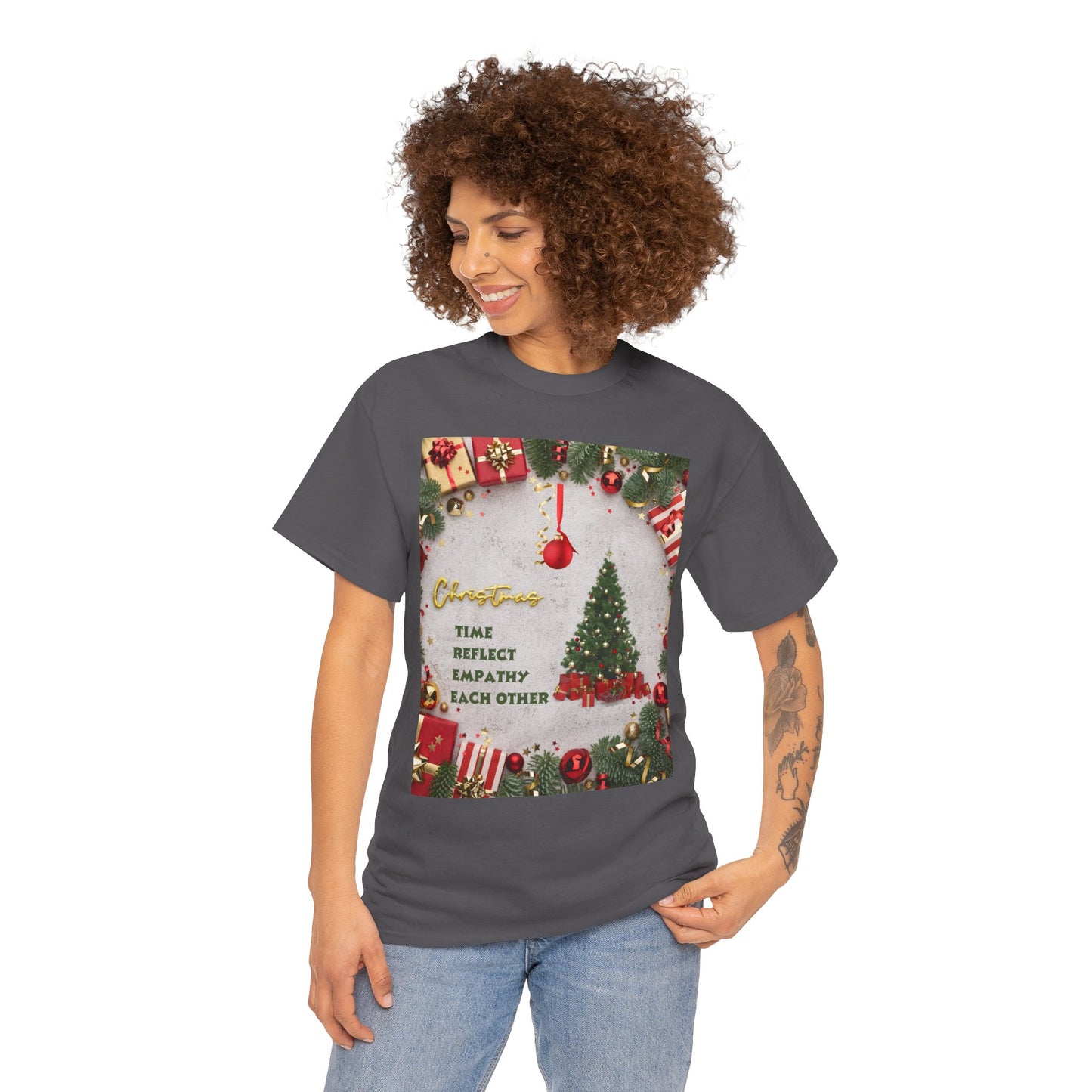 Christmas-Themed Unisex Heavy Cotton Tee, Holiday Gift, Festive Apparel, Family Gatherings, New Year Celebrations, Cute Christmas Shirt
