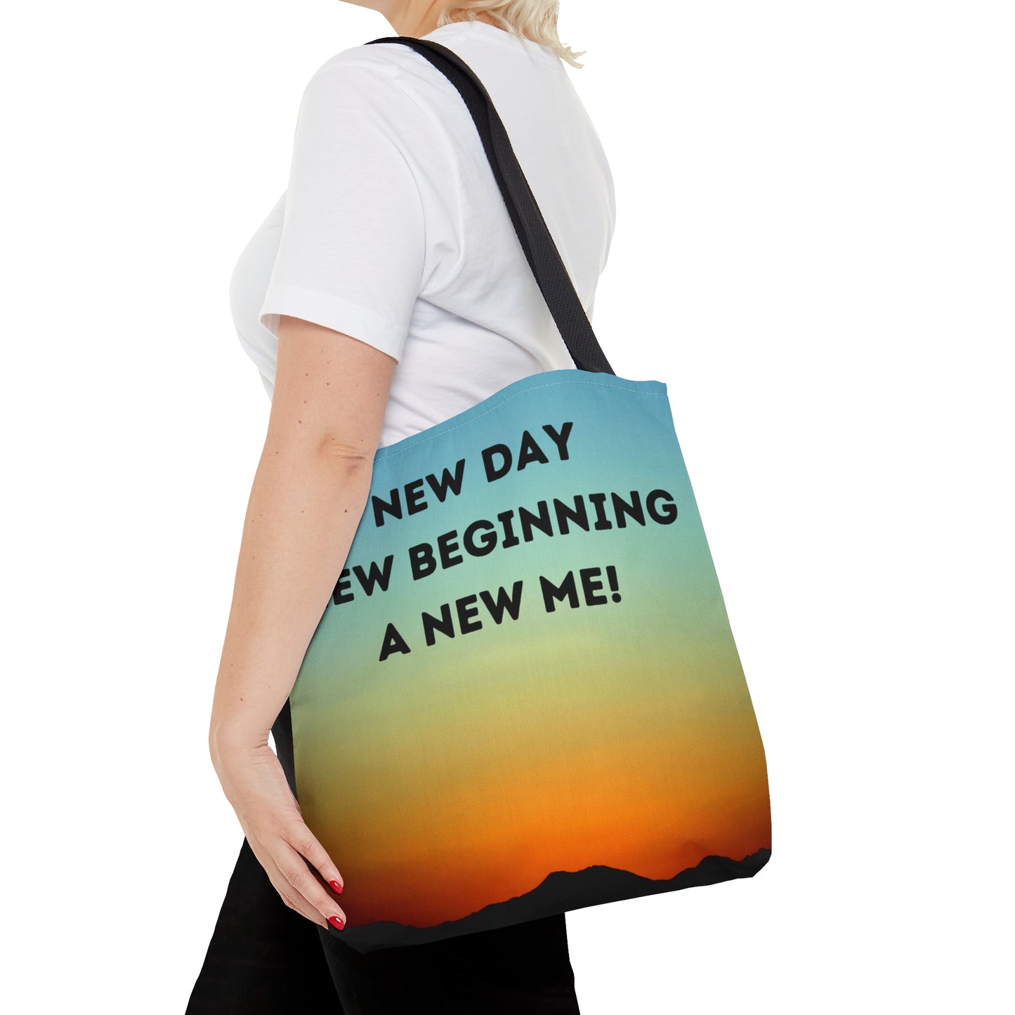 NEW DAY NEW BEGINNING A NEW ME Tote Bag (AOP)