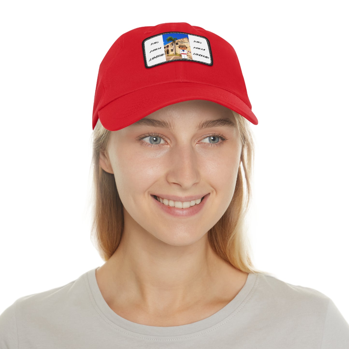 DIOS PATRIA LIBERTAD EL DOMINICANITO ESE Dad Hat with Leather Patch (Rectangle)