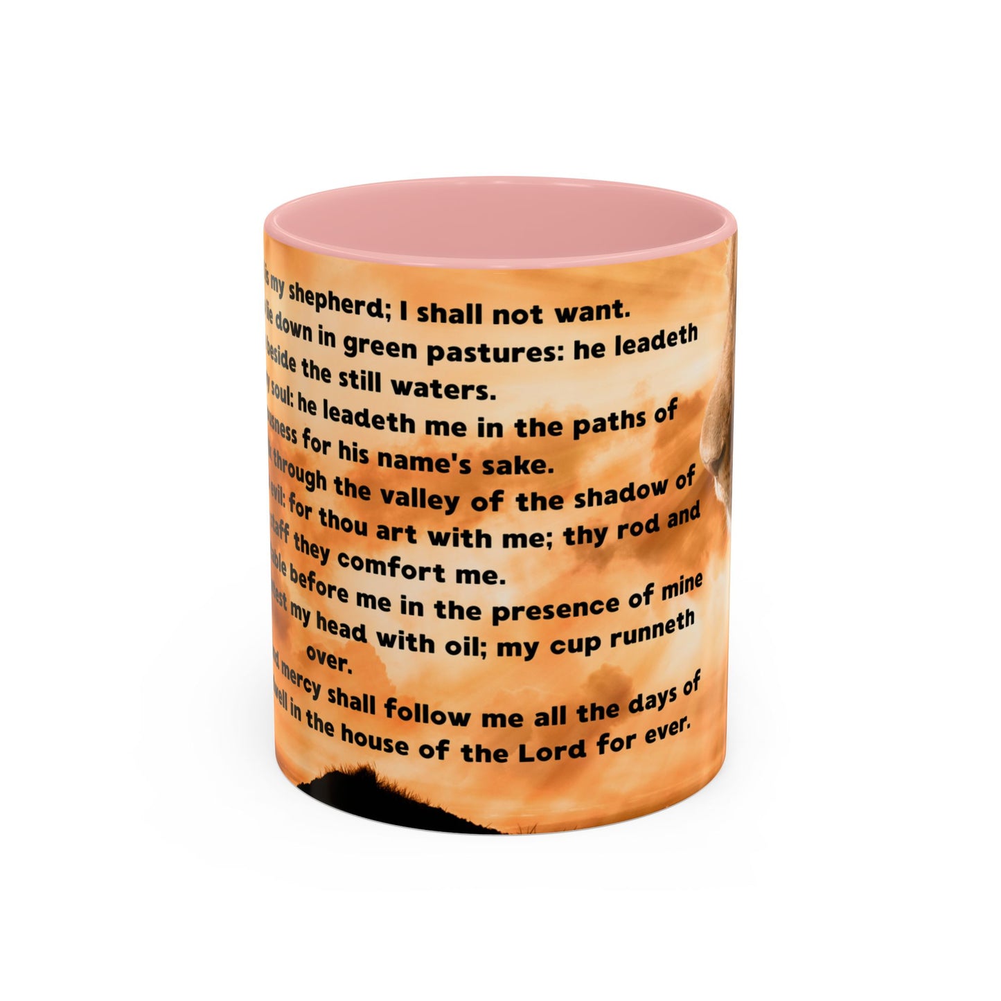 PSALM 23 Inspirational Coffee Mug with Lion Design, Spiritual Gift for Her, Housewarming Present, Faith-Based Kitchen Decor