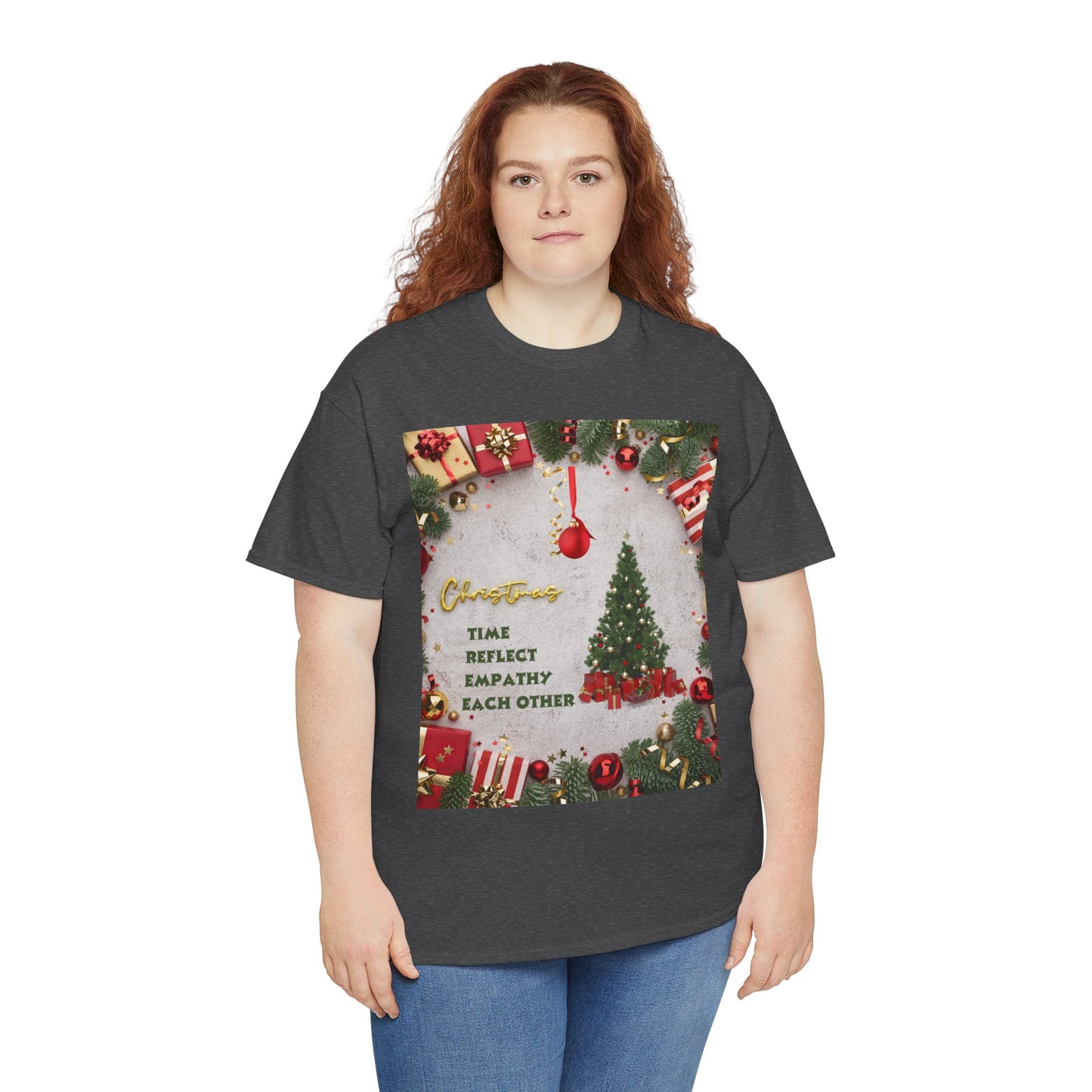 Christmas-Themed Unisex Heavy Cotton Tee, Holiday Gift, Festive Apparel, Family Gatherings, New Year Celebrations, Cute Christmas Shirt