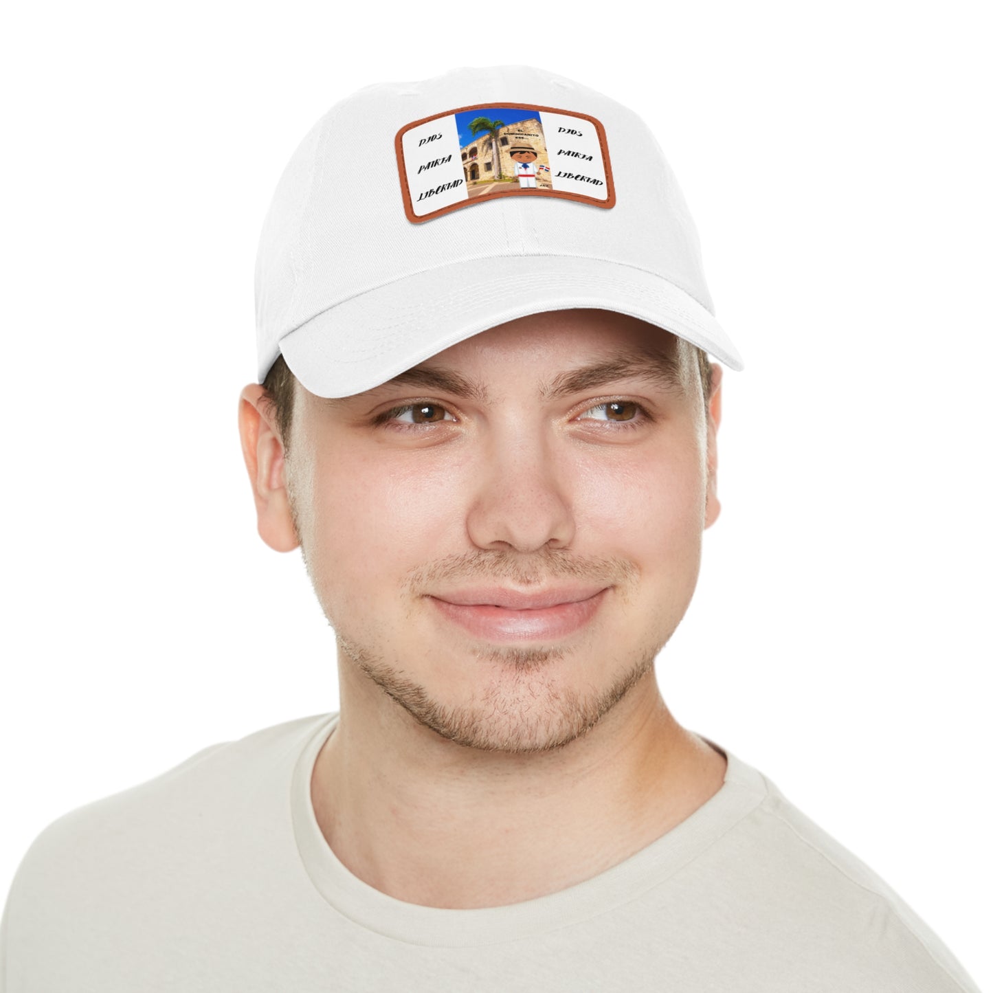 DIOS PATRIA LIBERTAD EL DOMINICANITO ESE Dad Hat with Leather Patch (Rectangle)