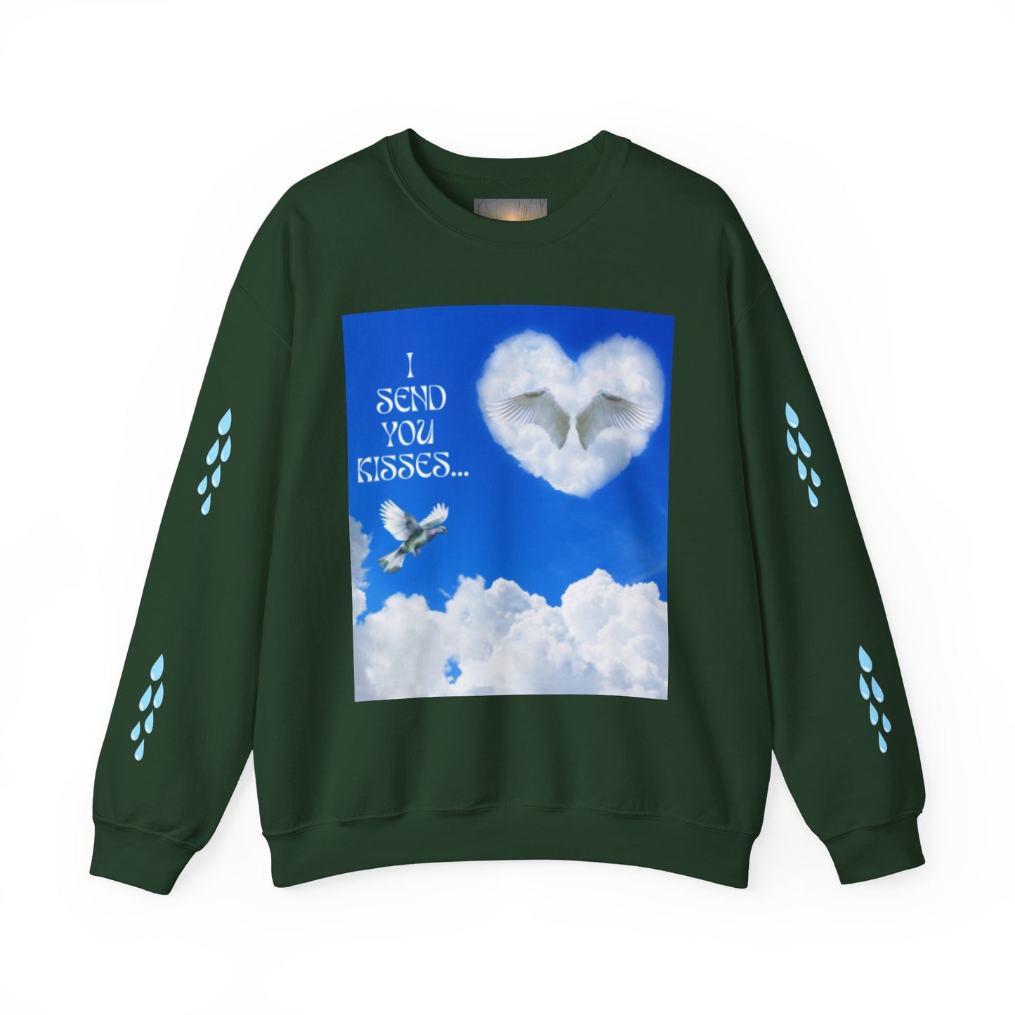 I SEND YOU KISSES Sky Heart Sweatshirt - I Send You Kisses, Cozy Gift for Loved Ones, Unisex Crewneck for Any Occasion, Valentine's Day Apparel, Cloud Print