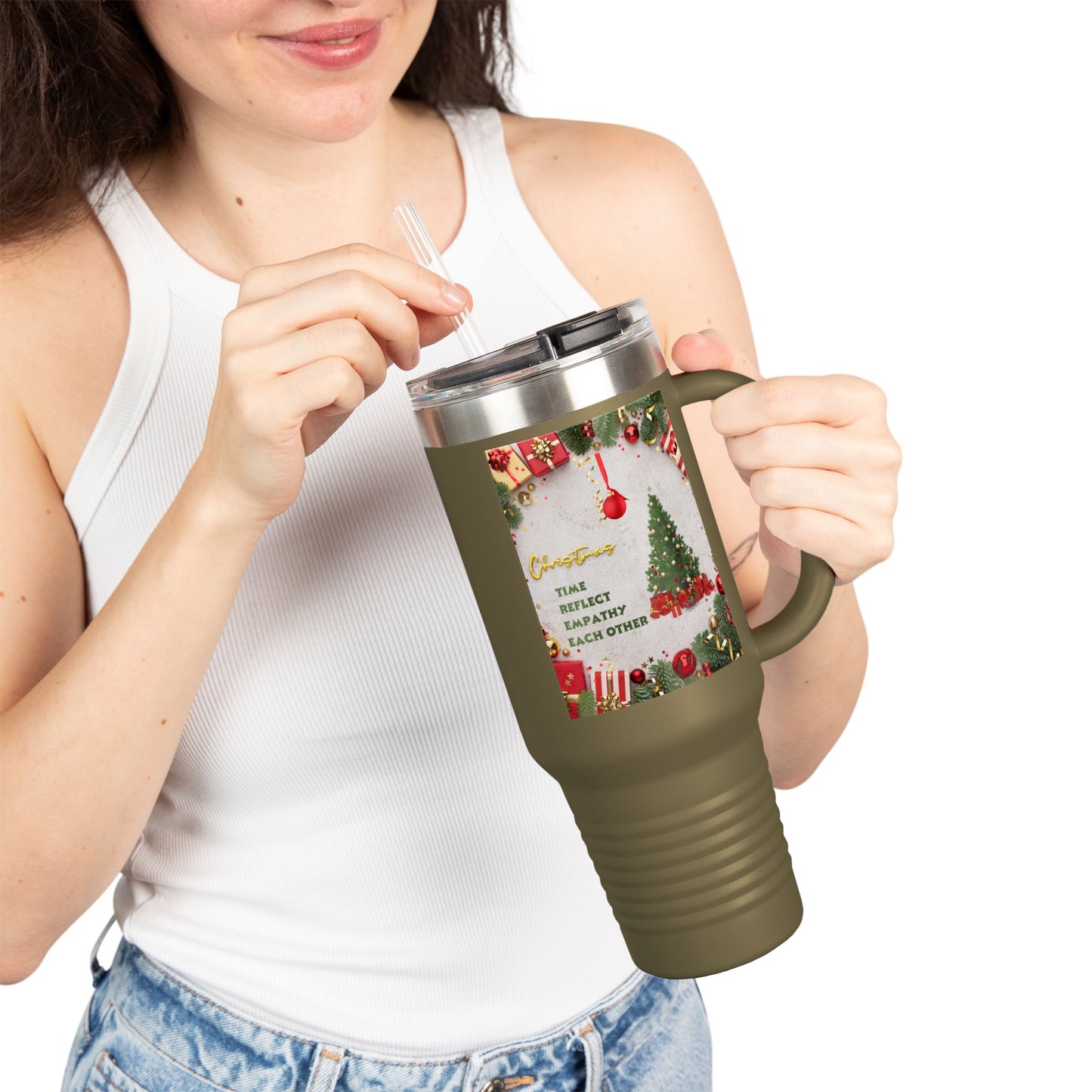 Holiday Insulated Travel Mug, 40oz | Christmas Gift, Travel Coffee Cup, Winter Drinkware, Reusable Mug, Eco-Friendly Beverage Container