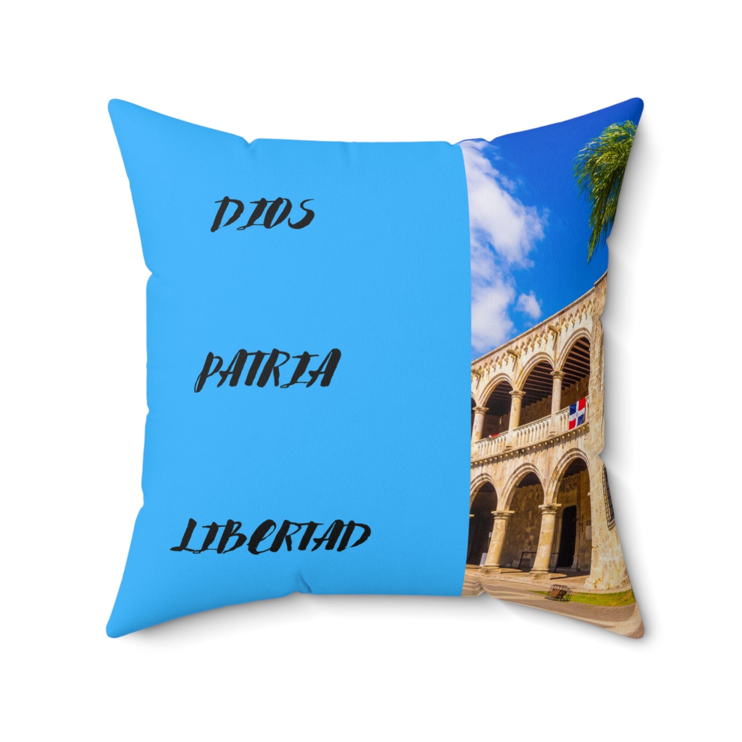 DIOS PATRIA LIBERTAD EL DOMINICANITO ESE Spun Polyester Square Pillow
