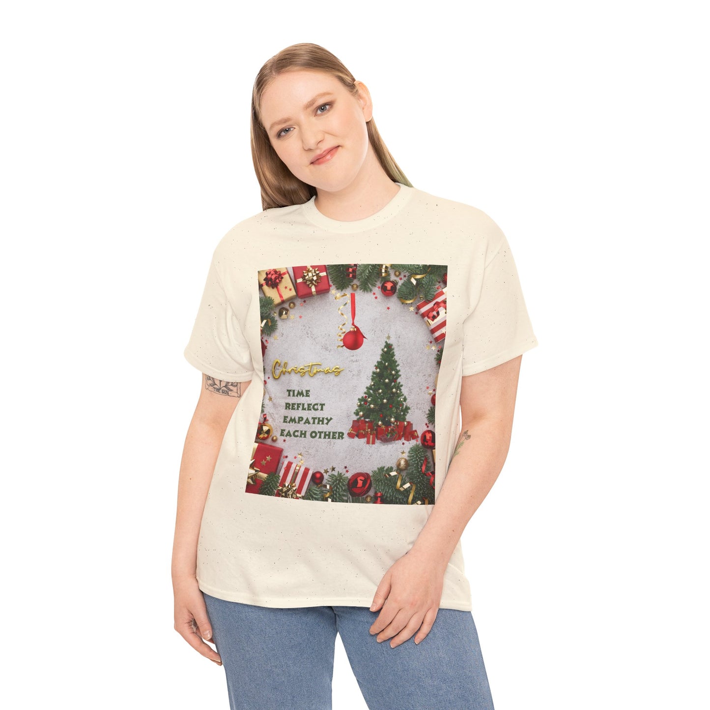 Christmas-Themed Unisex Heavy Cotton Tee, Holiday Gift, Festive Apparel, Family Gatherings, New Year Celebrations, Cute Christmas Shirt