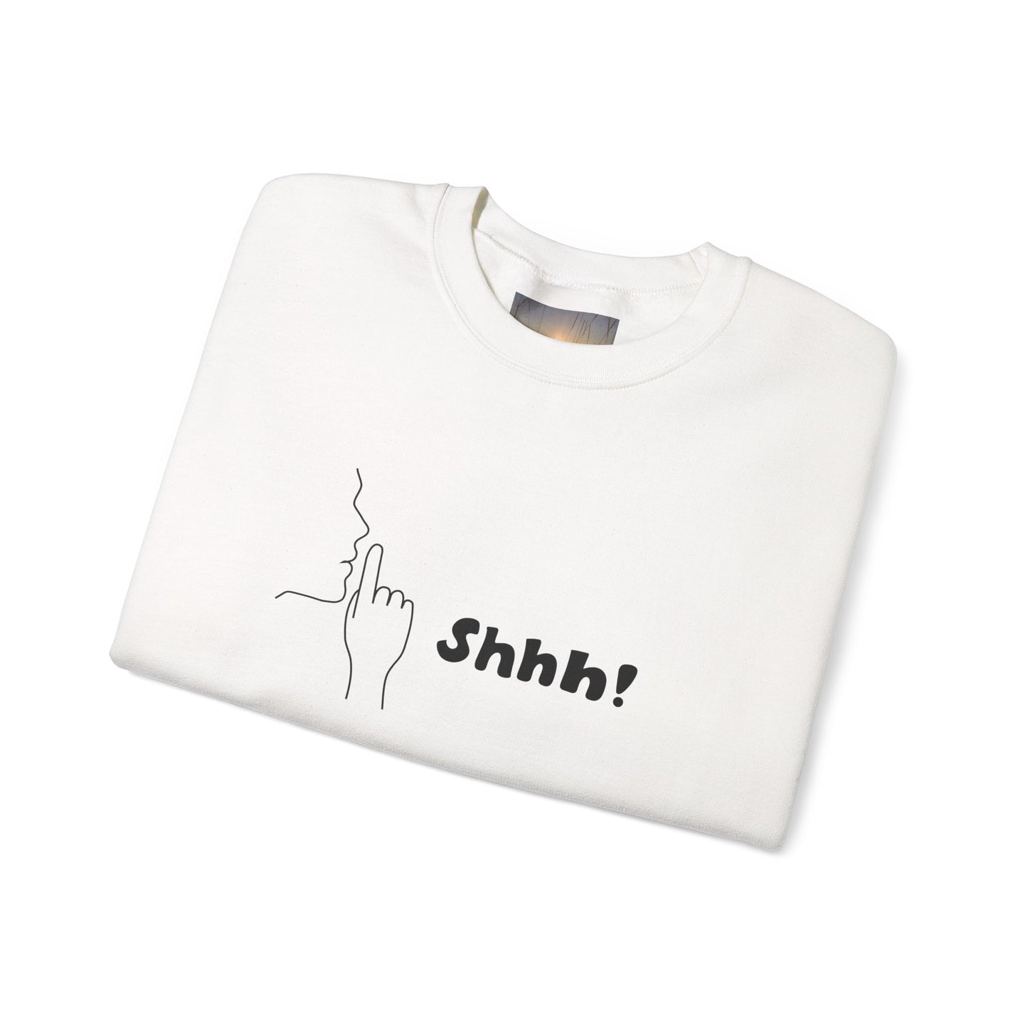 SHHH! SILENCE Unisex Humor Crewneck Sweatshirt: Funny Silence Design, Perfect for Gifting, Casual Wear, Birthday, Holidays, Conversation Starter