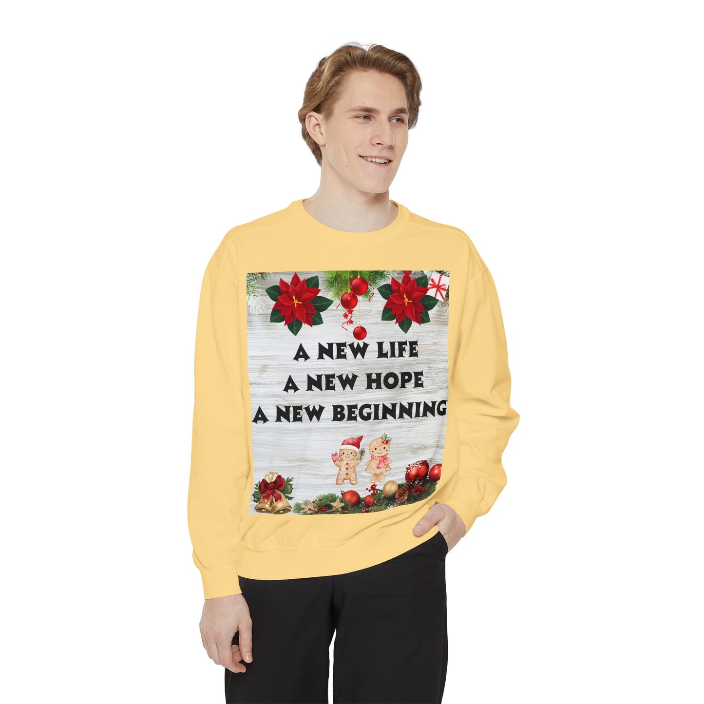 Cozy Holiday Sweatshirt - A New Life, New Hope, New Beginning, Christmas Gift, Unisex Apparel, Festive Wear, Winter Fashion