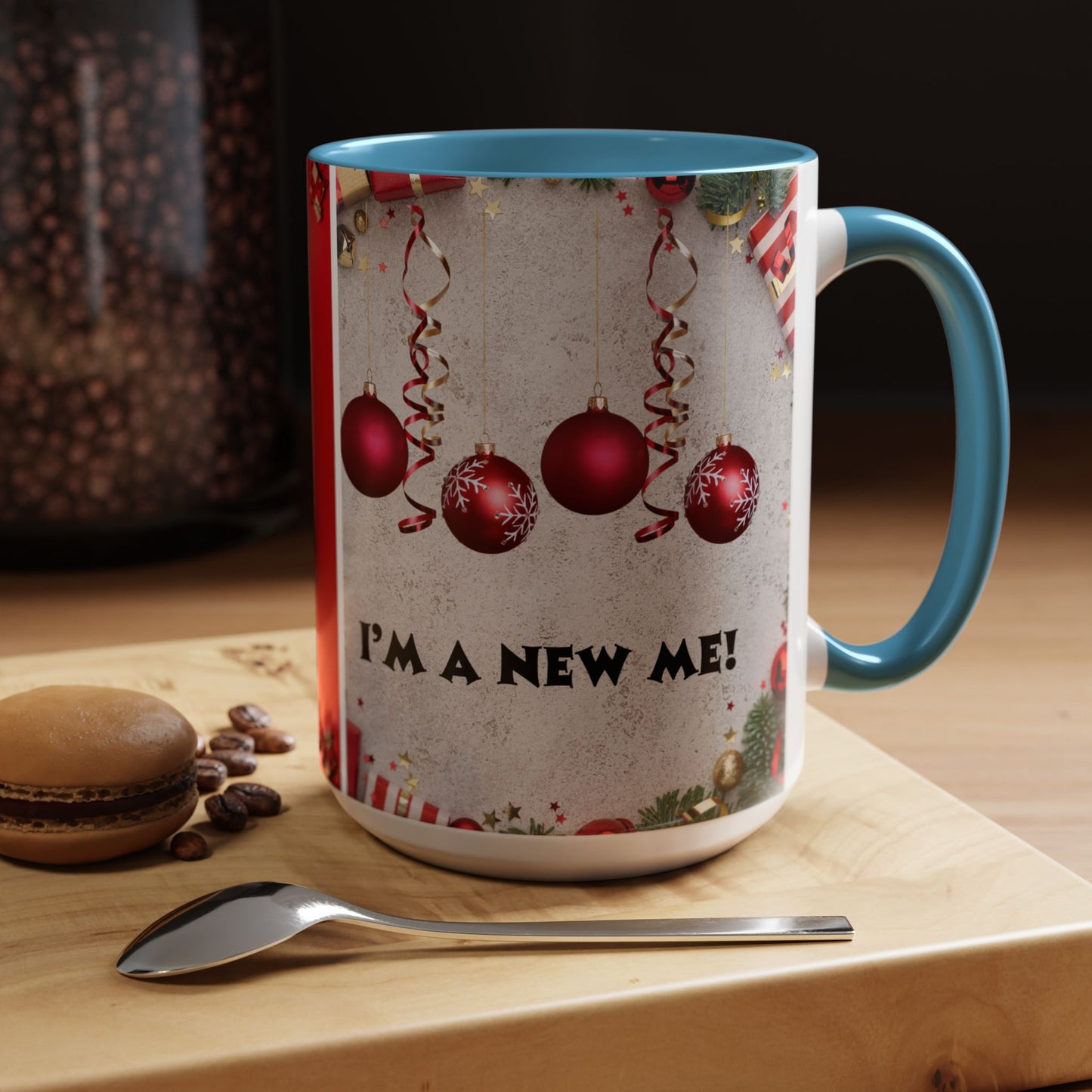 Festive Accent Coffee Mug for New Beginnings, Holiday Gift for Friends, Christmas Celebration, Unique Home Decor, Motivational Drinkware