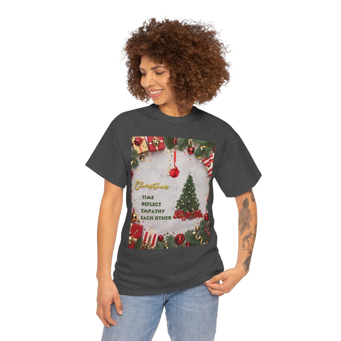 Christmas-Themed Unisex Heavy Cotton Tee, Holiday Gift, Festive Apparel, Family Gatherings, New Year Celebrations, Cute Christmas Shirt