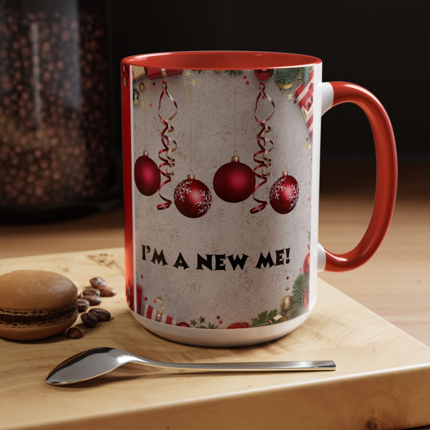 Festive Accent Coffee Mug for New Beginnings, Holiday Gift for Friends, Christmas Celebration, Unique Home Decor, Motivational Drinkware