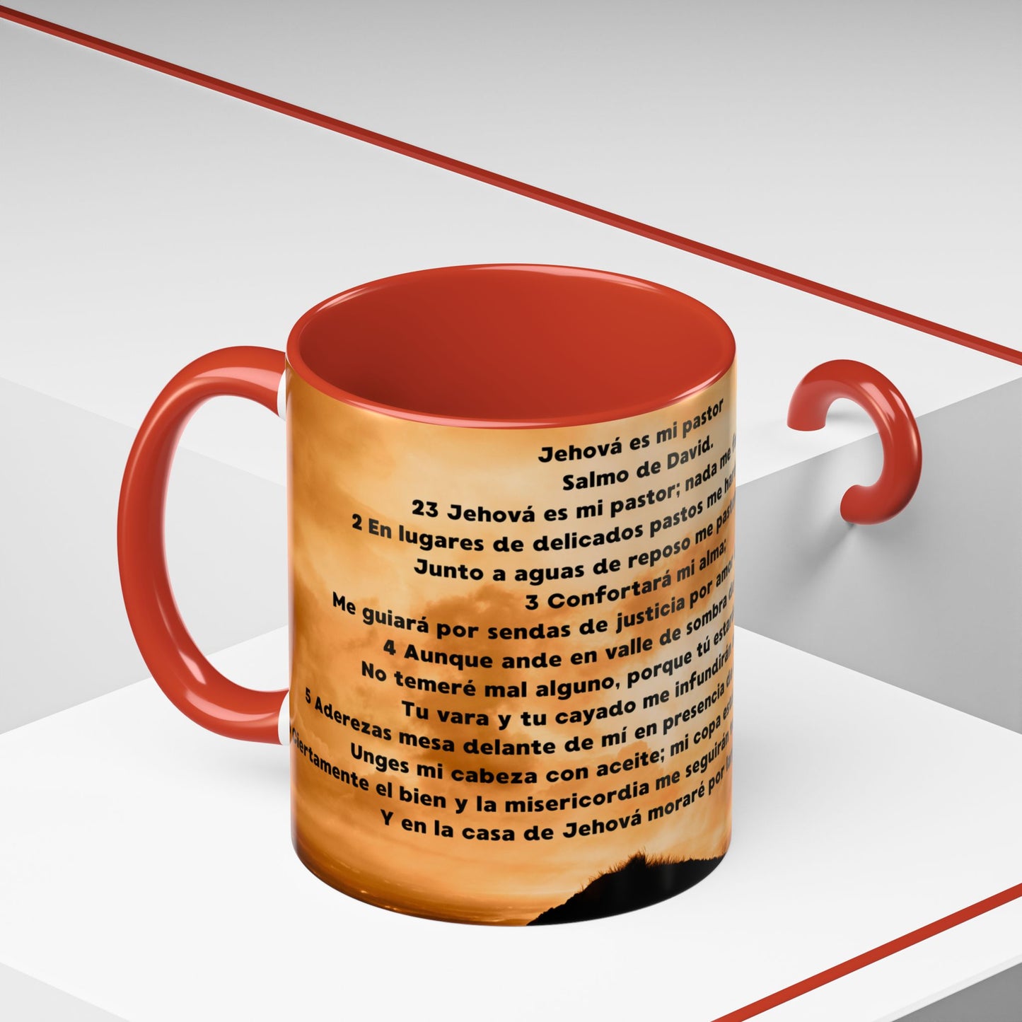 SALMO 23 Inspirational Lion Coffee Mug - Faith, Spirituality, Gift for Him/Her, Motivational Drinkware, Religious Home Decor