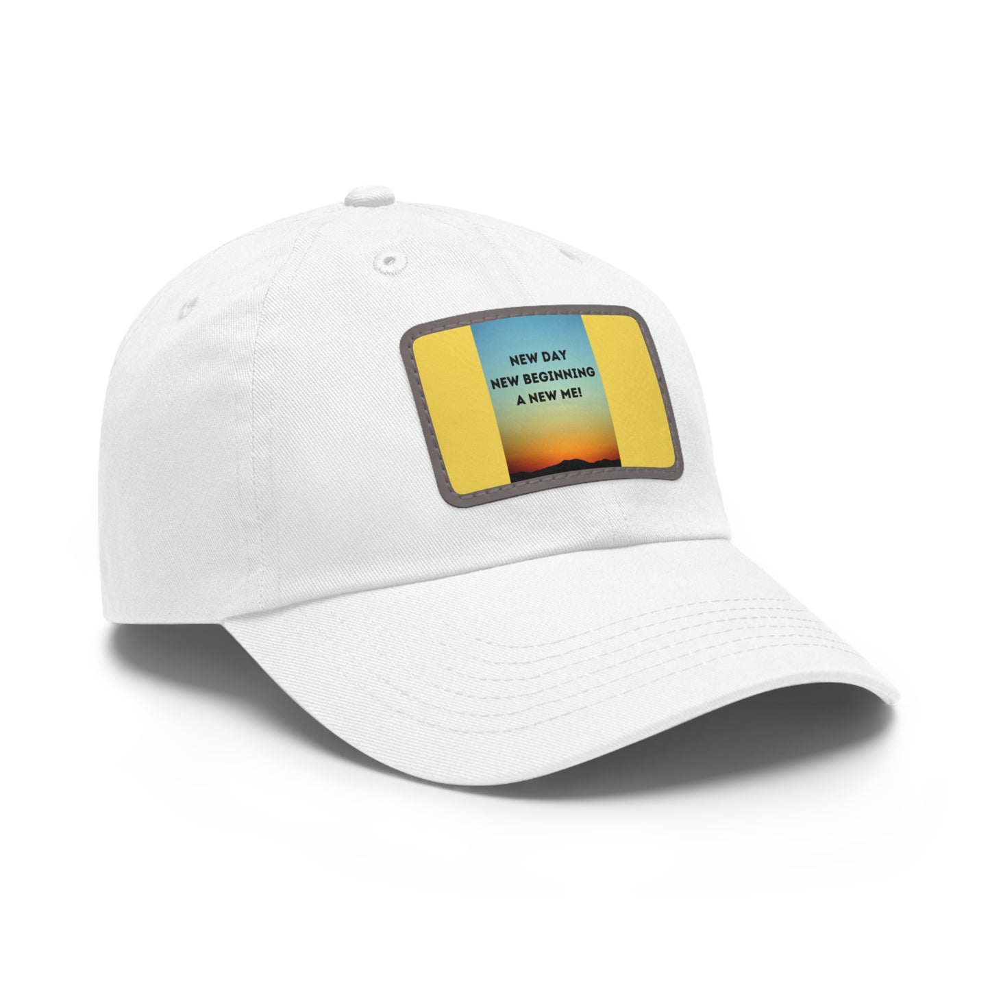 NEW DAY NEW BEGINNING A NEW ME Hat with Leather Patch (Rectangle)
