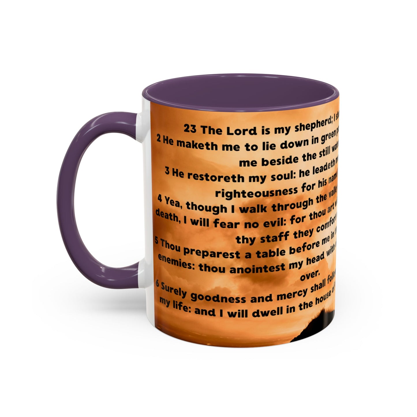 PSALM 23 Inspirational Coffee Mug with Lion Design, Spiritual Gift for Her, Housewarming Present, Faith-Based Kitchen Decor