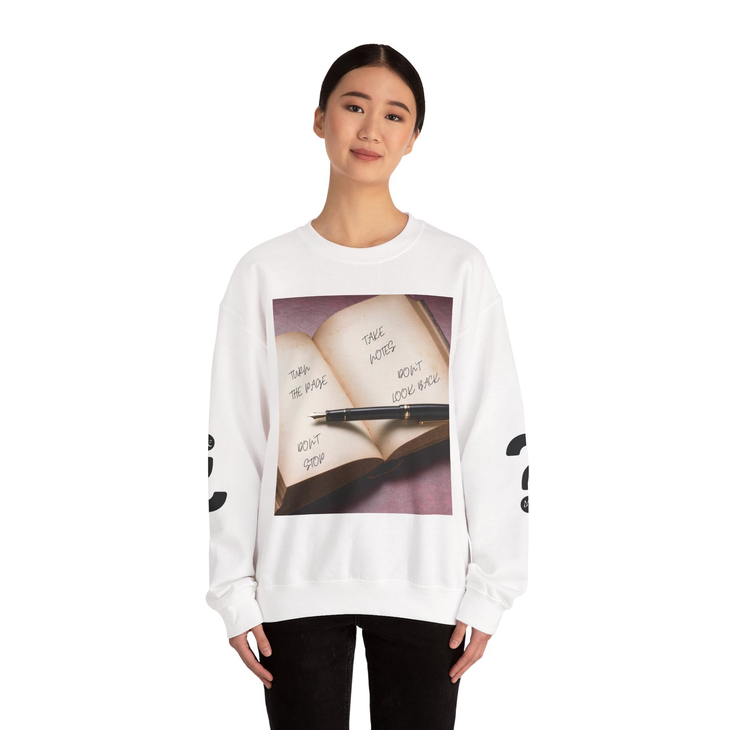 TURN THE PAGE Inspirational Sweatshirt for Note-Takers, Cozy Crewneck, Motivational Gift, Book Lovers, Back-to-School Apparel
