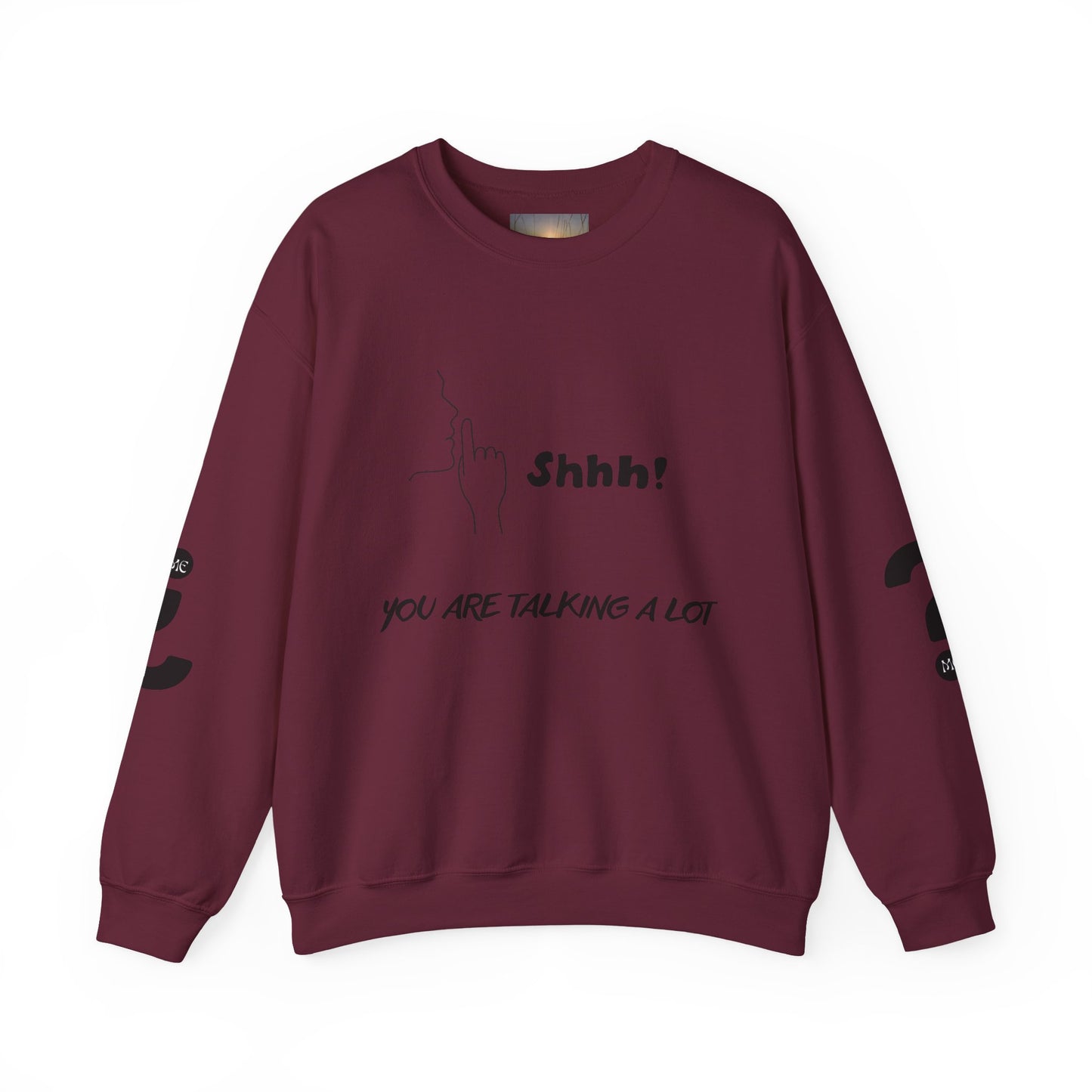 SHHH! SILENCE Unisex Humor Crewneck Sweatshirt: Funny Silence Design, Perfect for Gifting, Casual Wear, Birthday, Holidays, Conversation Starter