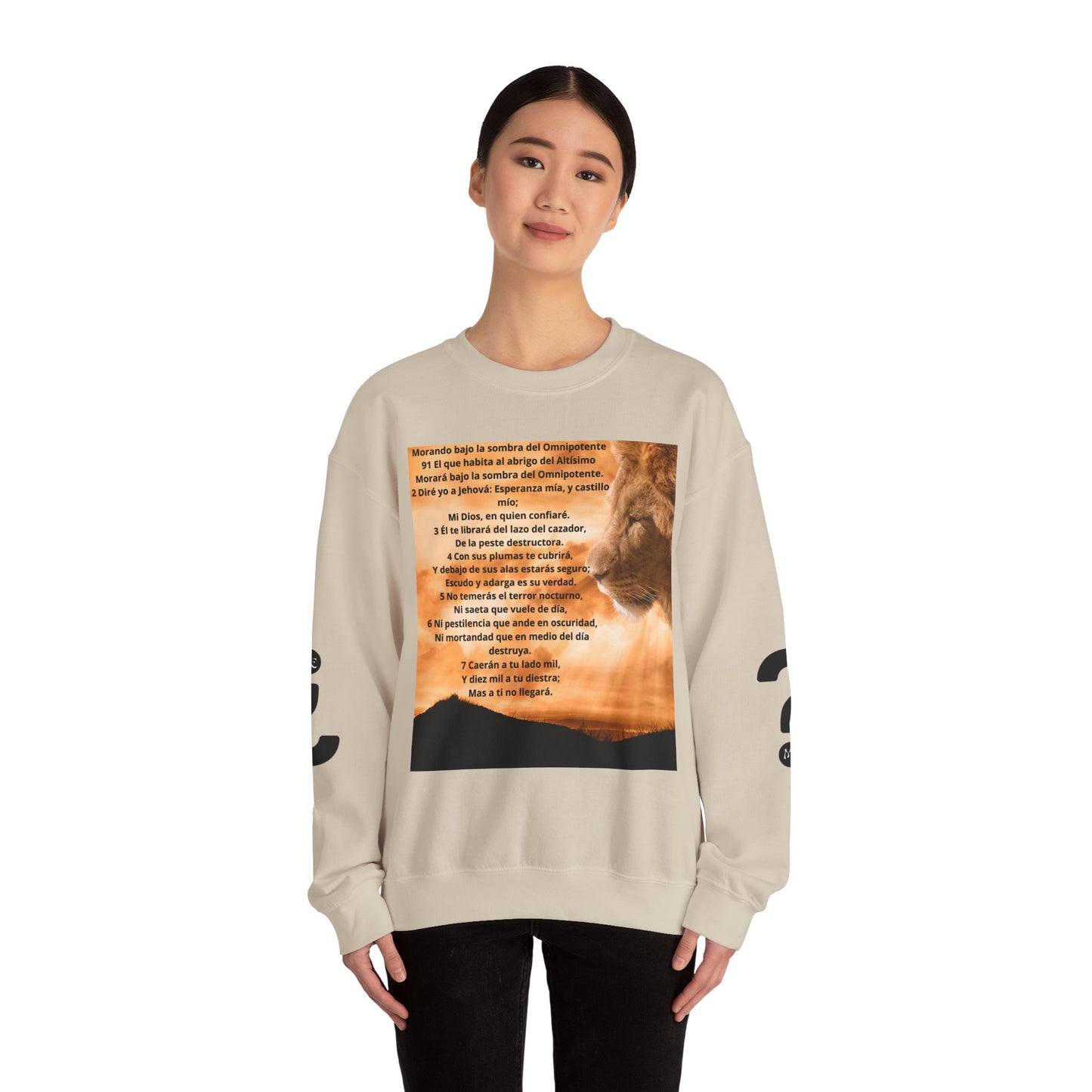 SALMO 91 Inspirational Lion Sweatshirt, Crewneck Sweater, Motivational Gift, Unisex Fashion, Animal Lover Apparel, Cozy Everyday Wear