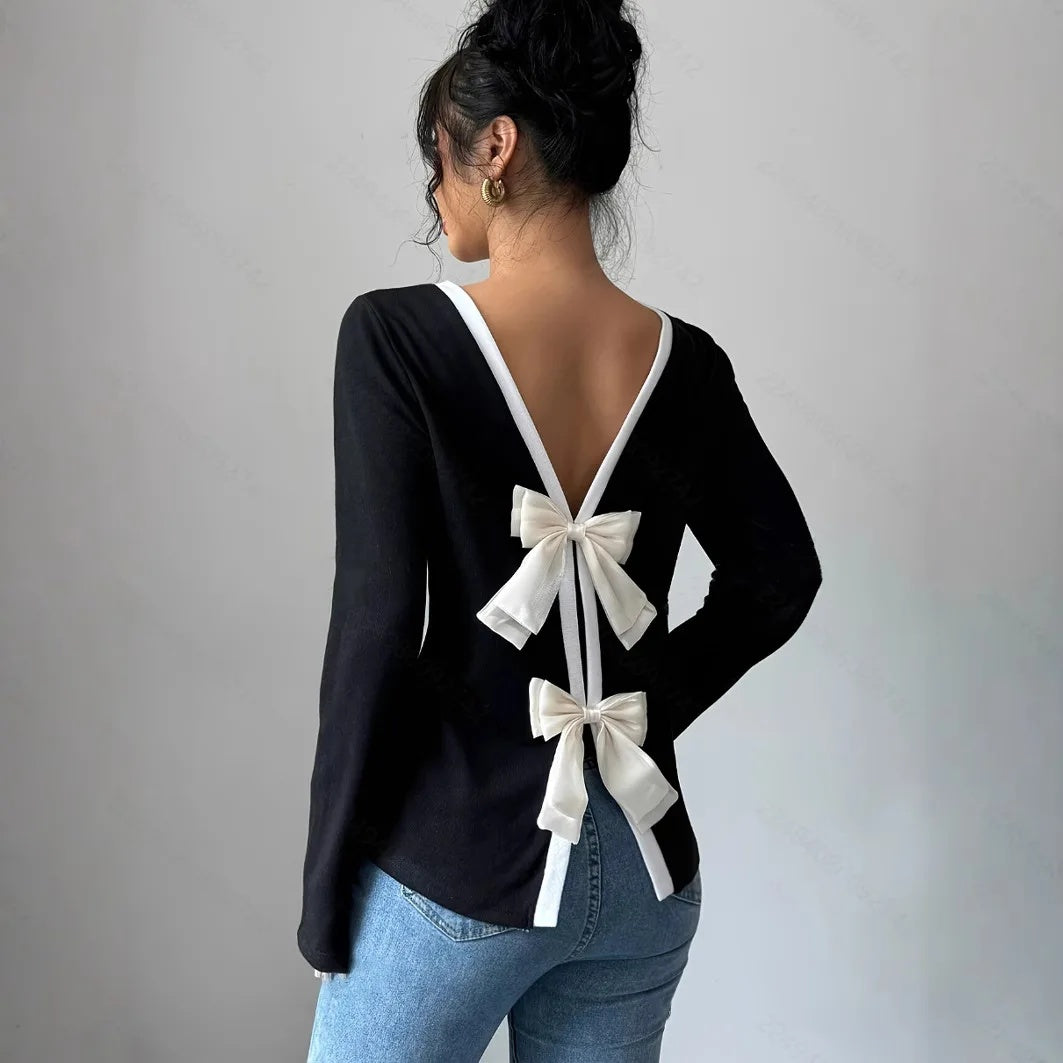 Women's Trendy Round Neck Two-Piece Illusionknit T-Shirt Full Sleeve