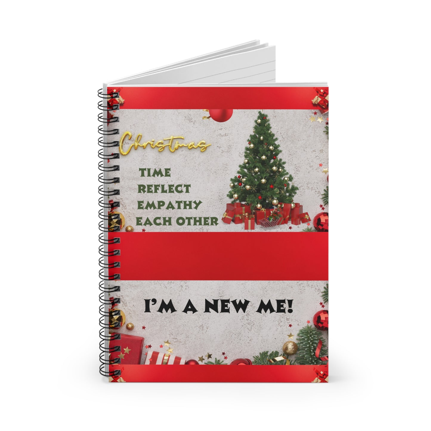 Festive Spiral Notebook for Reflection and Empathy, Holiday Journal, Christmas Gift, Personalized Diary, Inspirational Writing