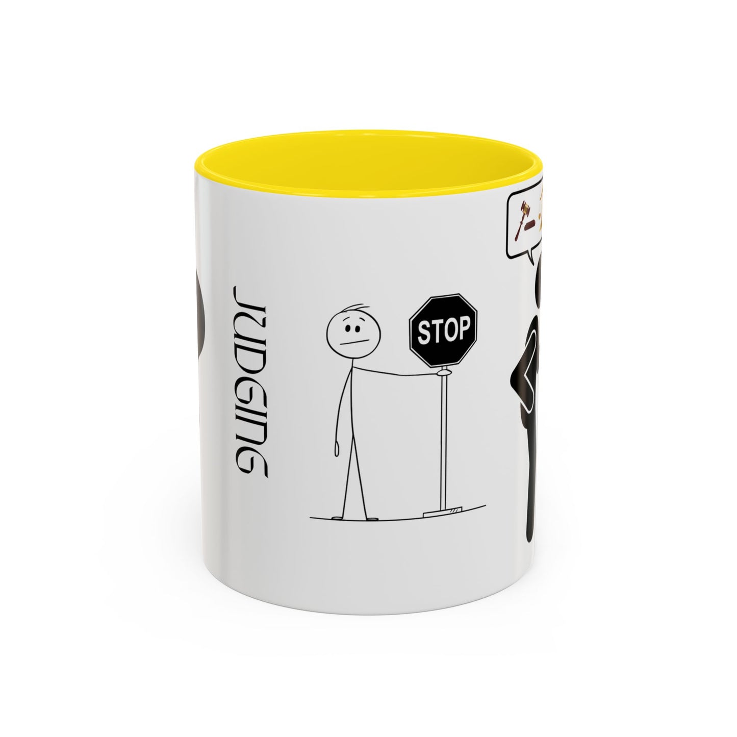 Judging Coffee Mug - 11 & 15oz Ceramic Drinkware for Funny Gift, Home Decor, Office Use, Tea Lovers, Unique Present