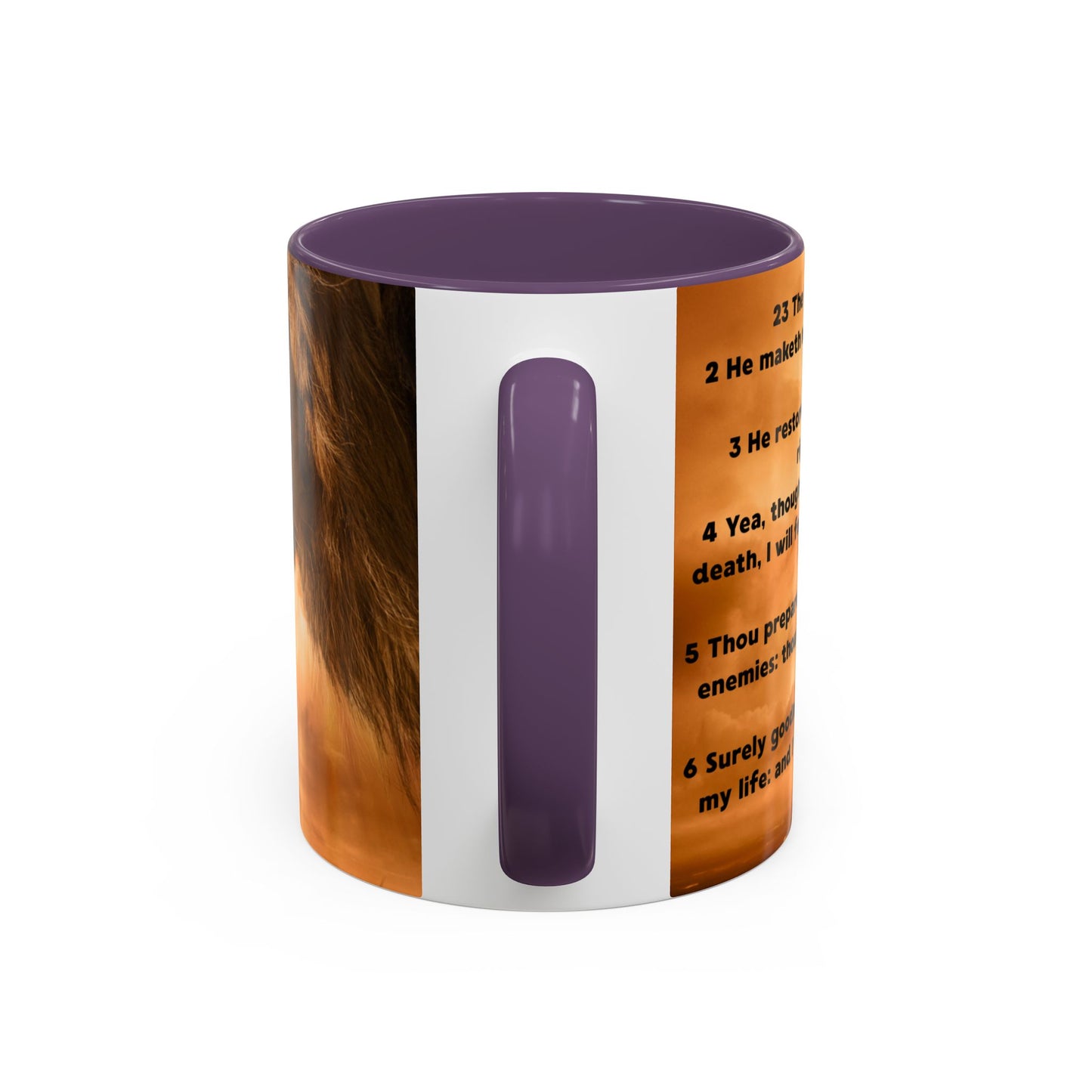 PSALM 23 Inspirational Coffee Mug with Lion Design, Spiritual Gift for Her, Housewarming Present, Faith-Based Kitchen Decor