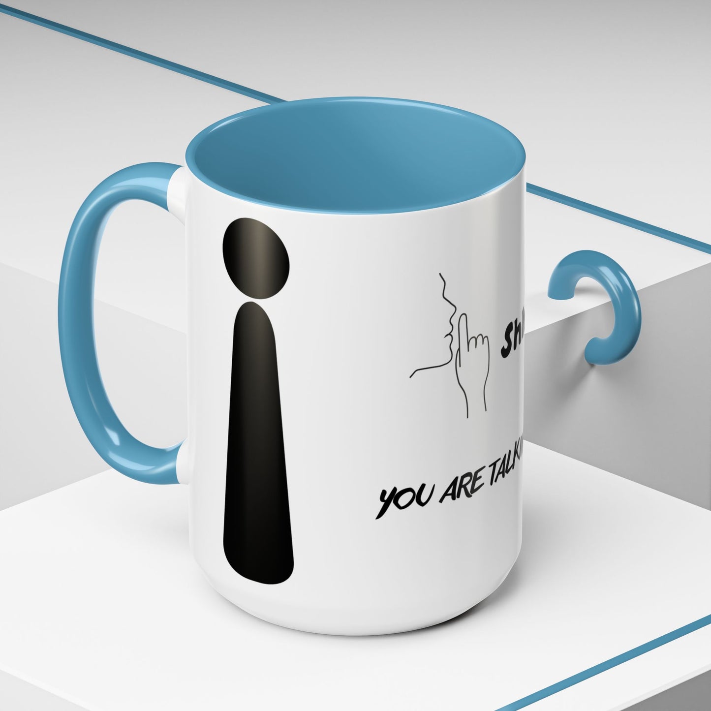 Funny Shhh Coffee Mug, Gift for Friends, Office Humor Cup, Black Accent Mug, Tea Lover's Present