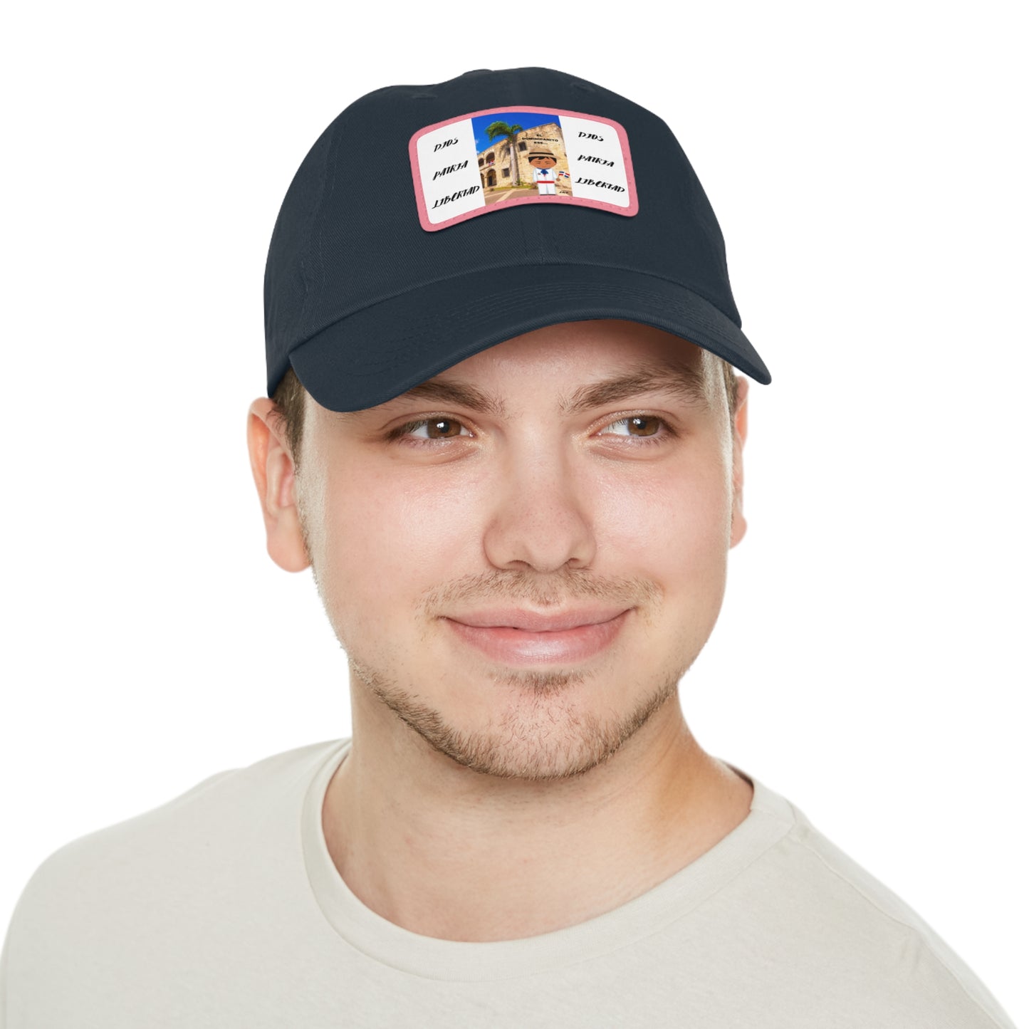 DIOS PATRIA LIBERTAD EL DOMINICANITO ESE Dad Hat with Leather Patch (Rectangle)