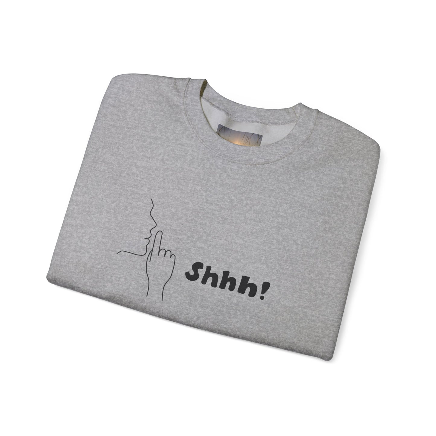 SHHH! SILENCE Unisex Humor Crewneck Sweatshirt: Funny Silence Design, Perfect for Gifting, Casual Wear, Birthday, Holidays, Conversation Starter