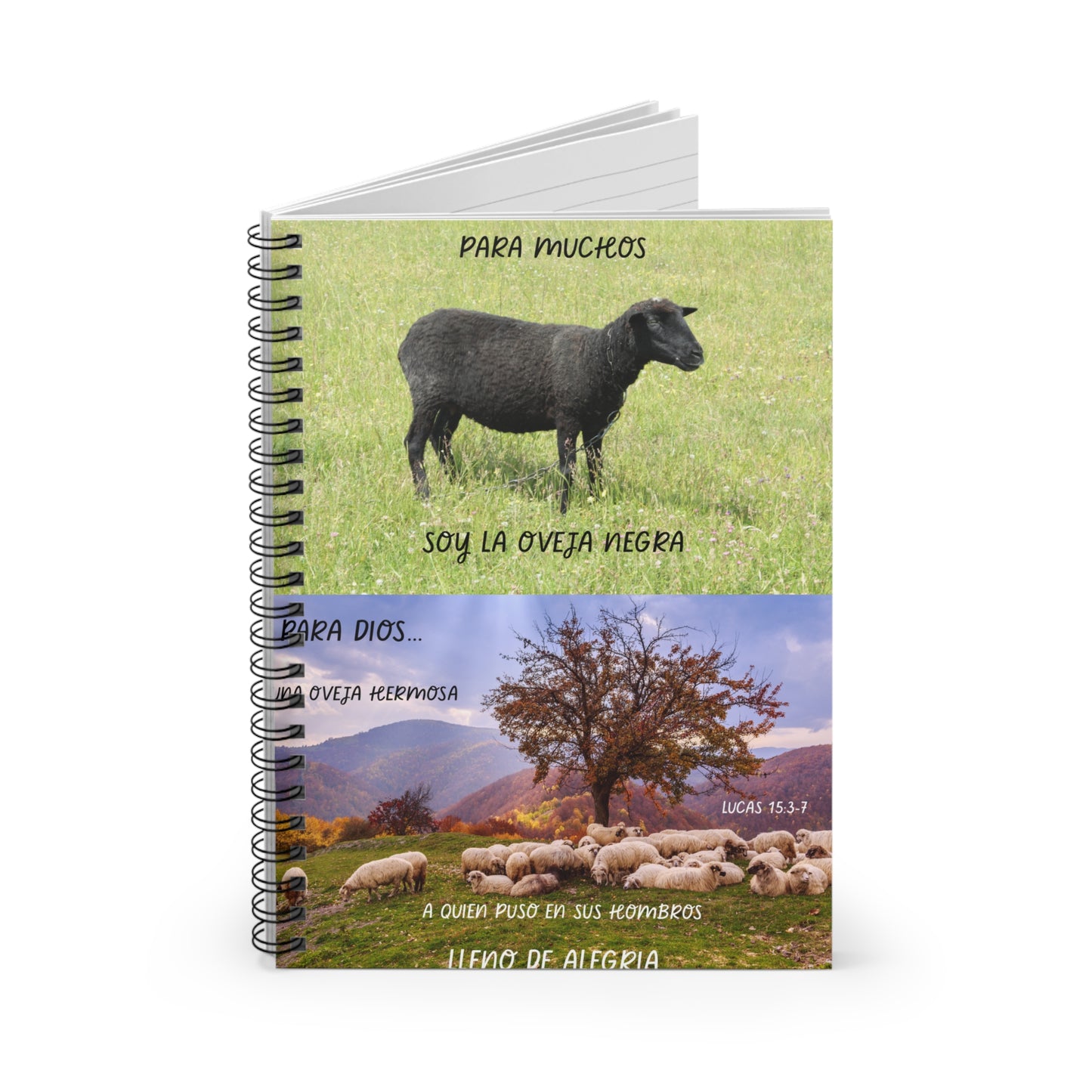Oveja Negra Inspirational Spiral Notebook - A5 Journal for Reflection, Personal Growth, Religious Gift, Office Use, Creative Writing