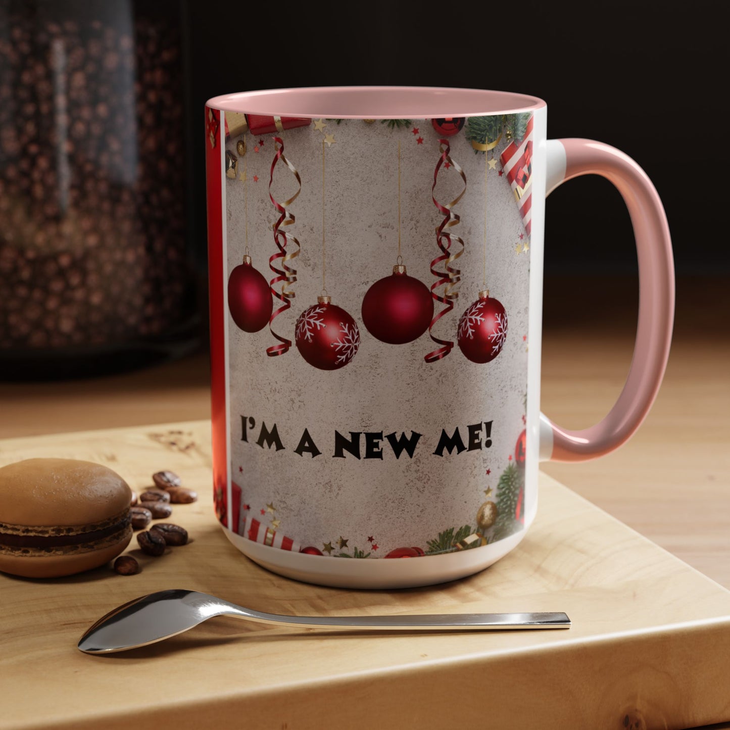 Festive Accent Coffee Mug for New Beginnings, Holiday Gift for Friends, Christmas Celebration, Unique Home Decor, Motivational Drinkware