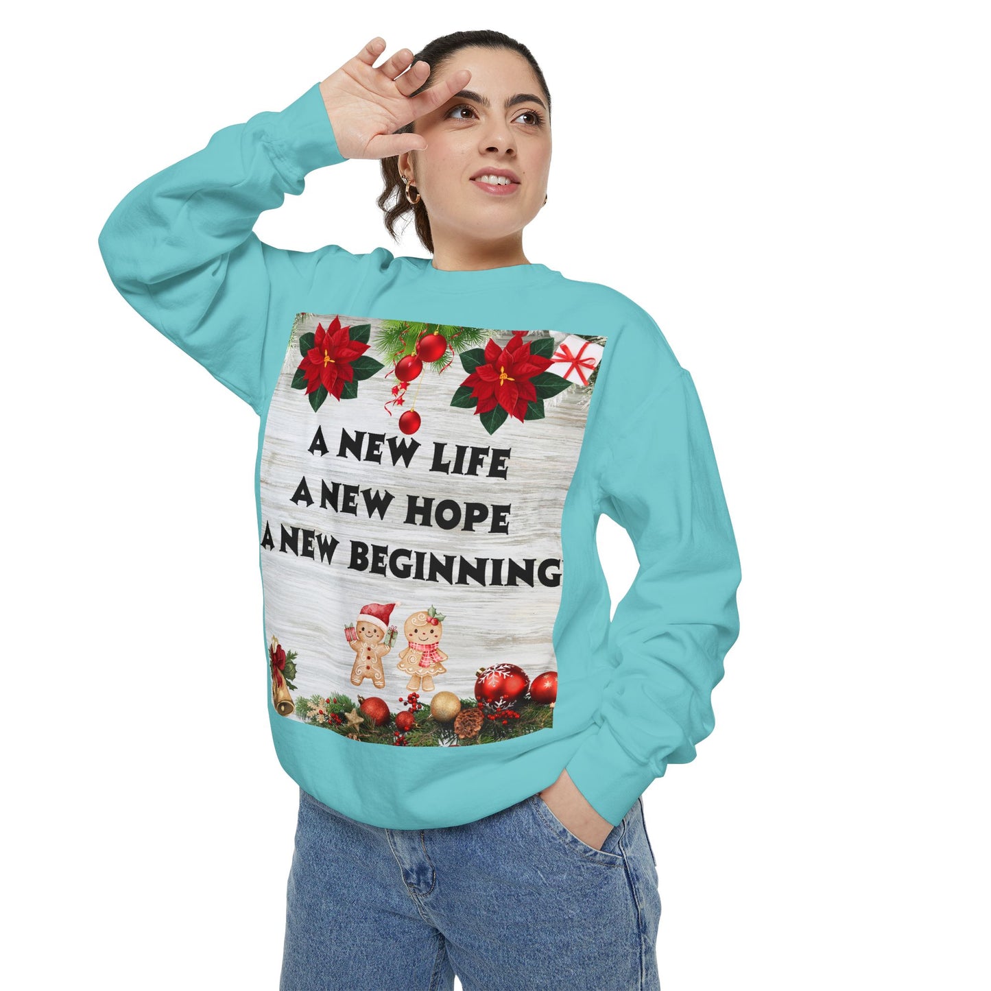 Cozy Holiday Sweatshirt - A New Life, New Hope, New Beginning, Christmas Gift, Unisex Apparel, Festive Wear, Winter Fashion