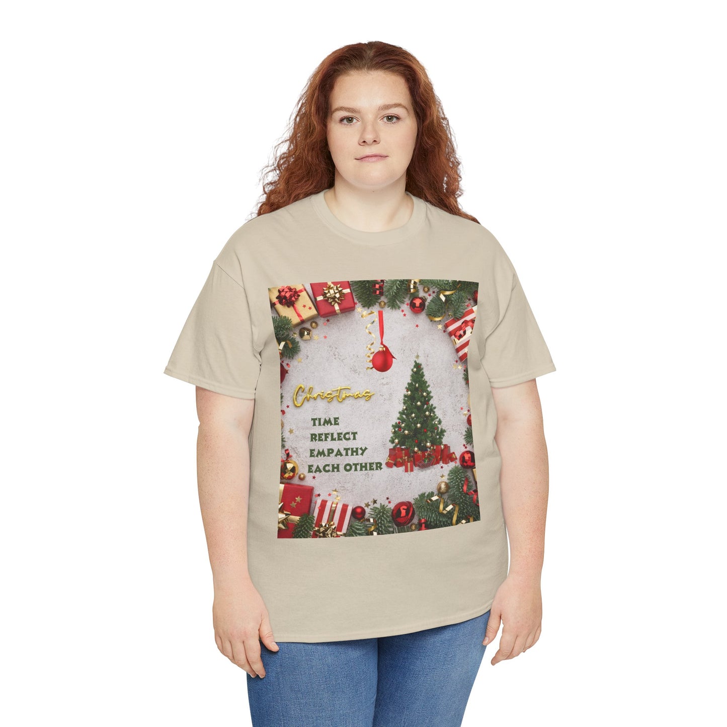 Christmas-Themed Unisex Heavy Cotton Tee, Holiday Gift, Festive Apparel, Family Gatherings, New Year Celebrations, Cute Christmas Shirt
