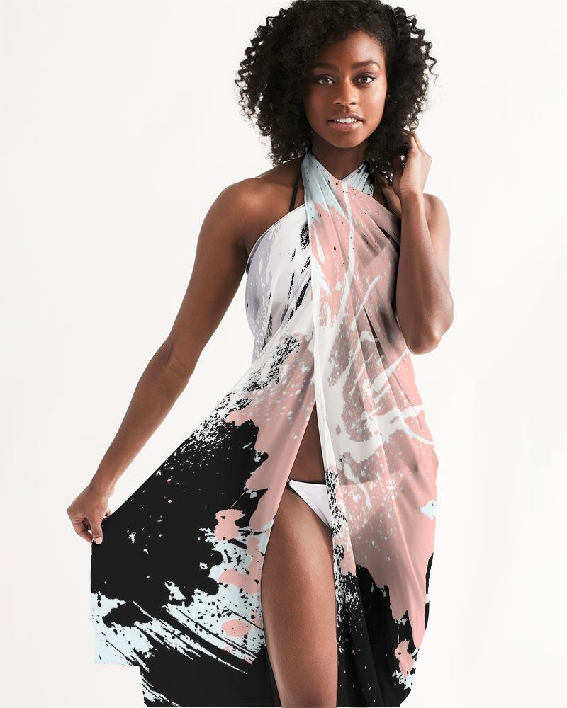 Sheer Swimsuit Cover Up Abstract Print Pastels