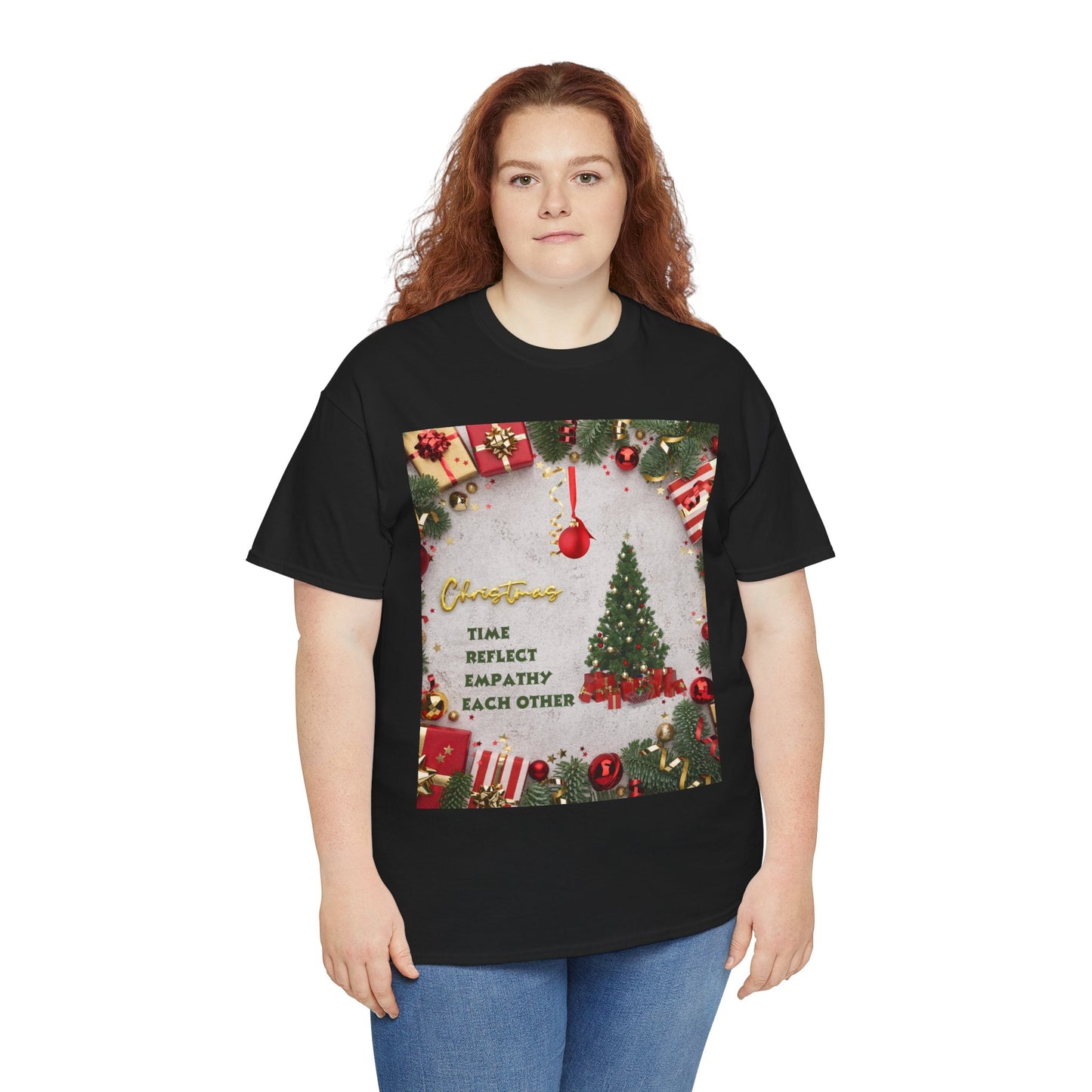 Christmas-Themed Unisex Heavy Cotton Tee, Holiday Gift, Festive Apparel, Family Gatherings, New Year Celebrations, Cute Christmas Shirt