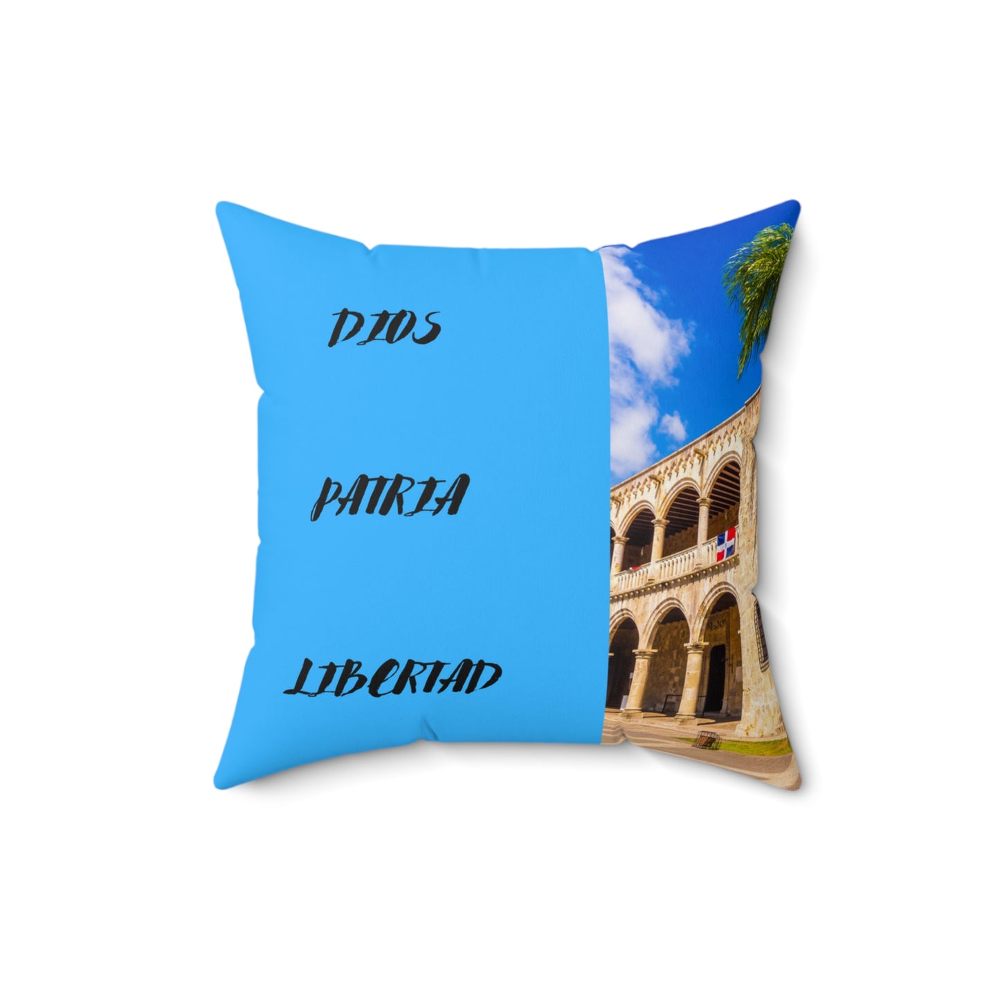 DIOS PATRIA LIBERTAD EL DOMINICANITO ESE Spun Polyester Square Pillow