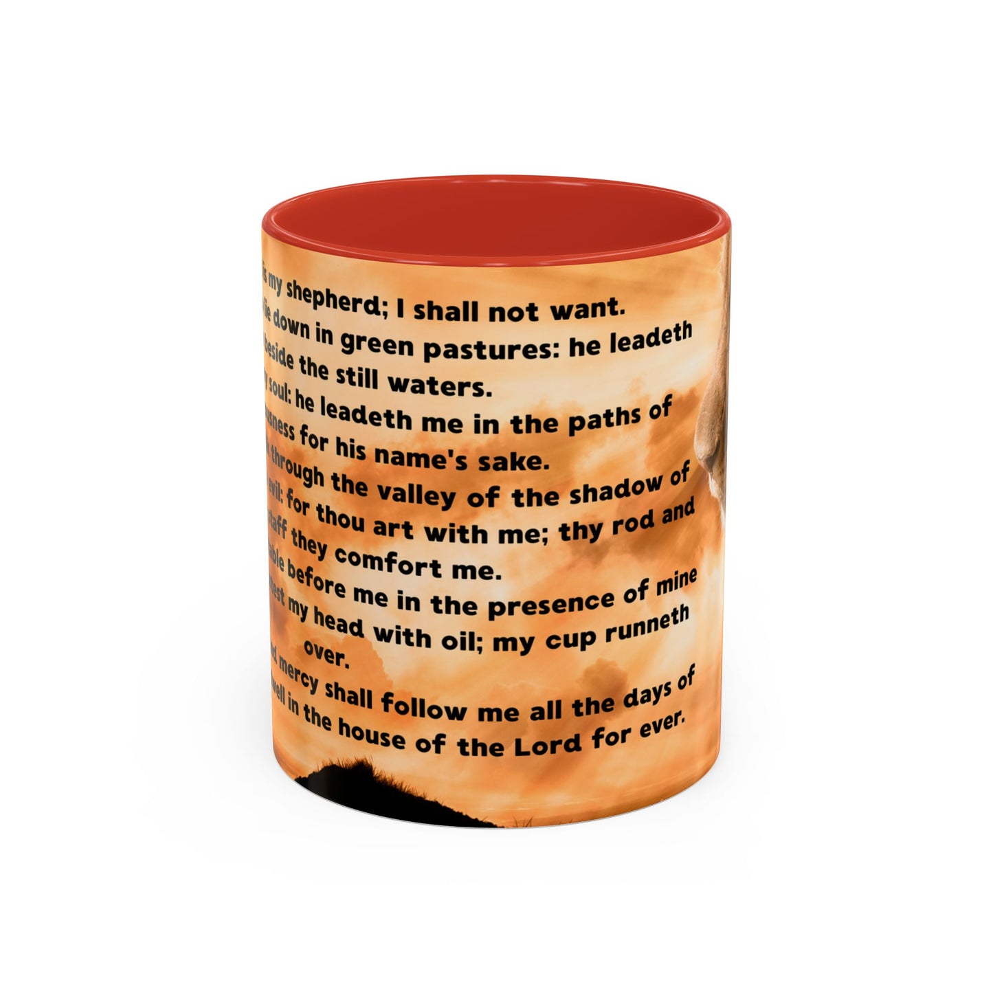 PSALM 23 Inspirational Coffee Mug with Lion Design, Spiritual Gift for Her, Housewarming Present, Faith-Based Kitchen Decor
