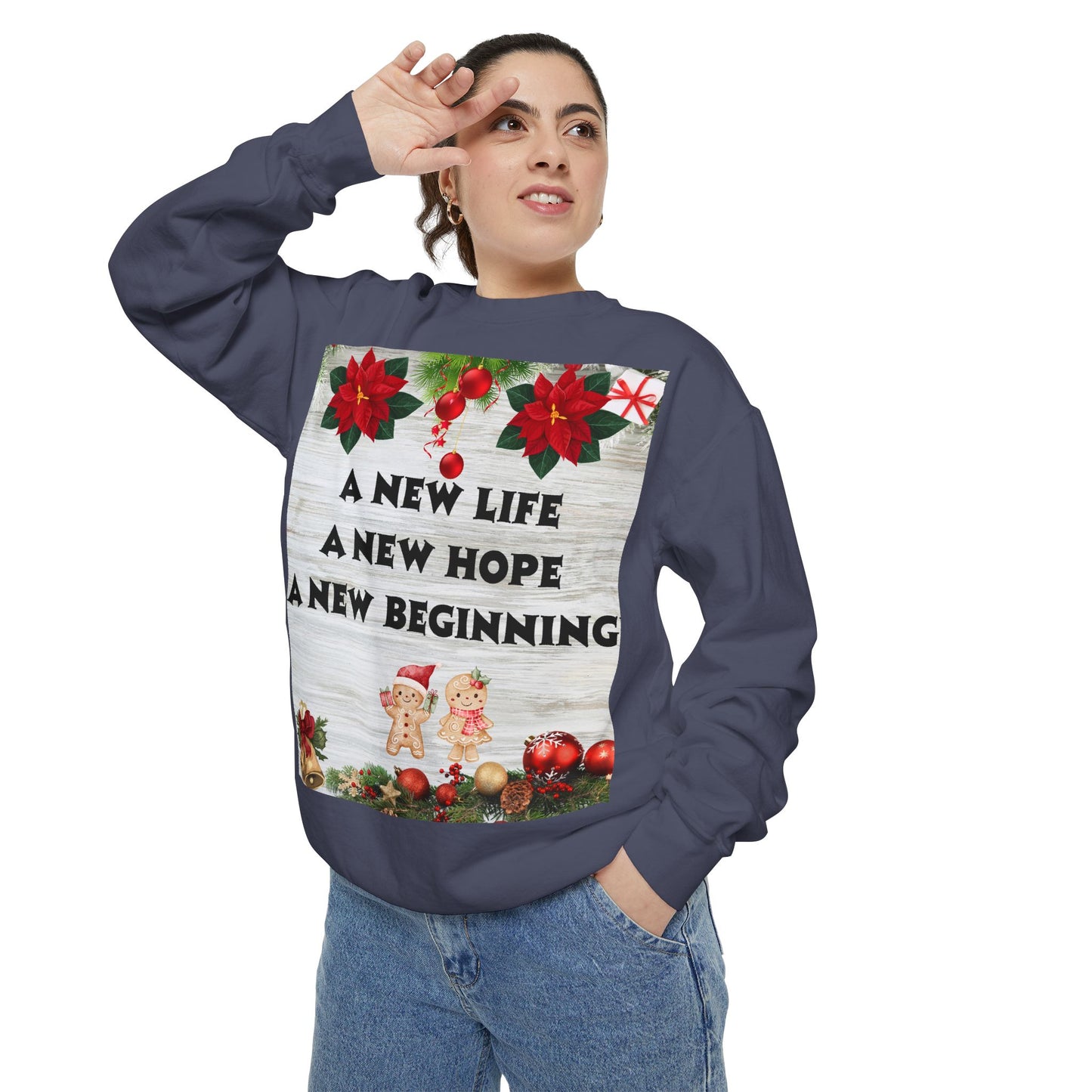 Cozy Holiday Sweatshirt - A New Life, New Hope, New Beginning, Christmas Gift, Unisex Apparel, Festive Wear, Winter Fashion