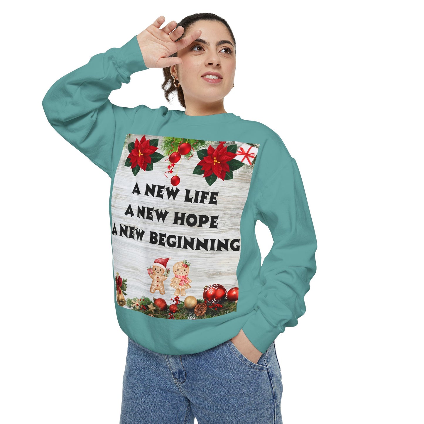 Cozy Holiday Sweatshirt - A New Life, New Hope, New Beginning, Christmas Gift, Unisex Apparel, Festive Wear, Winter Fashion