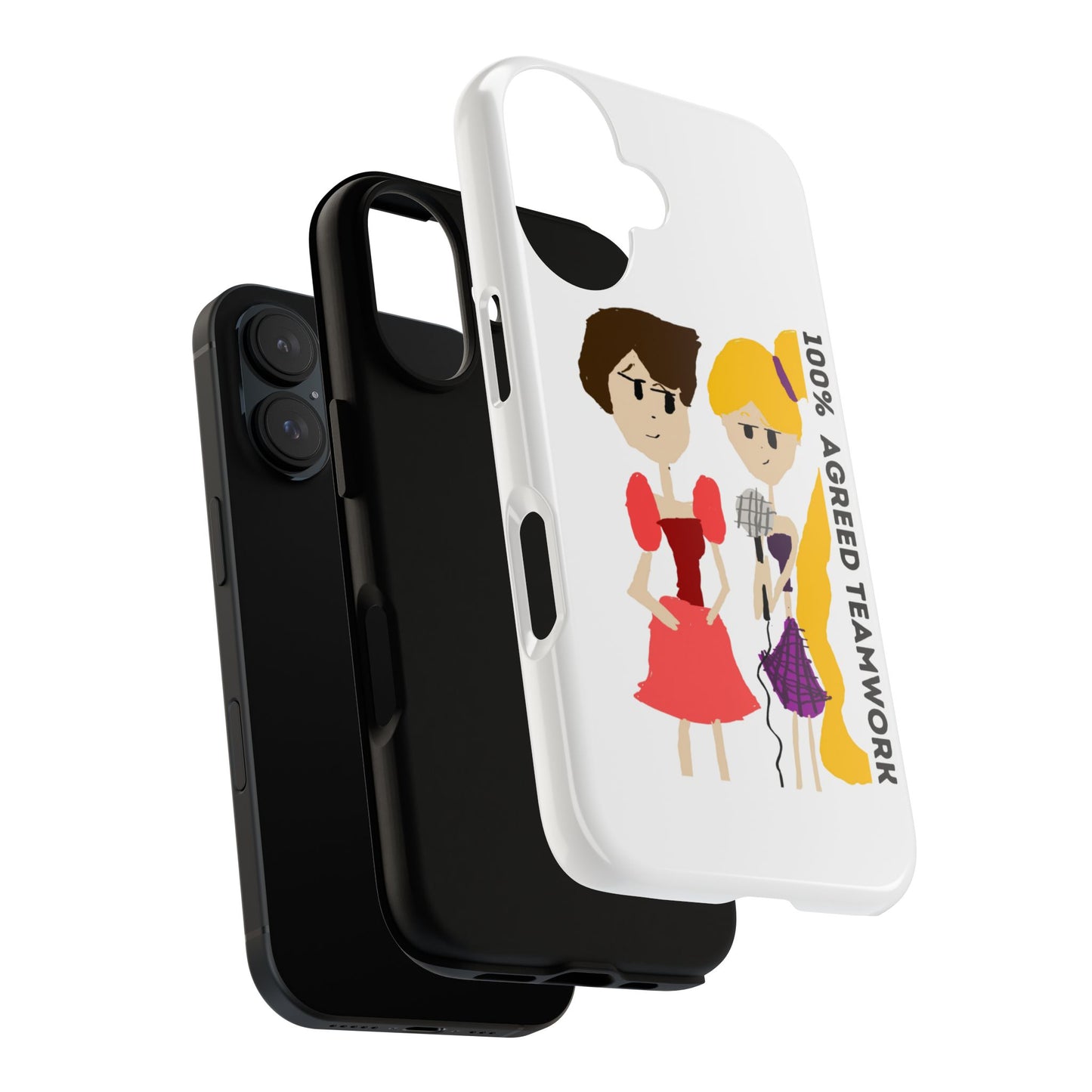 100% AGREED TEAM WORK ISAAC IYER ARTS Fun Phone Case for Teamwork Lovers, Cute Teamwork Phone Cover, Positive Vibes Case for Friendship, Gift for Collaboration