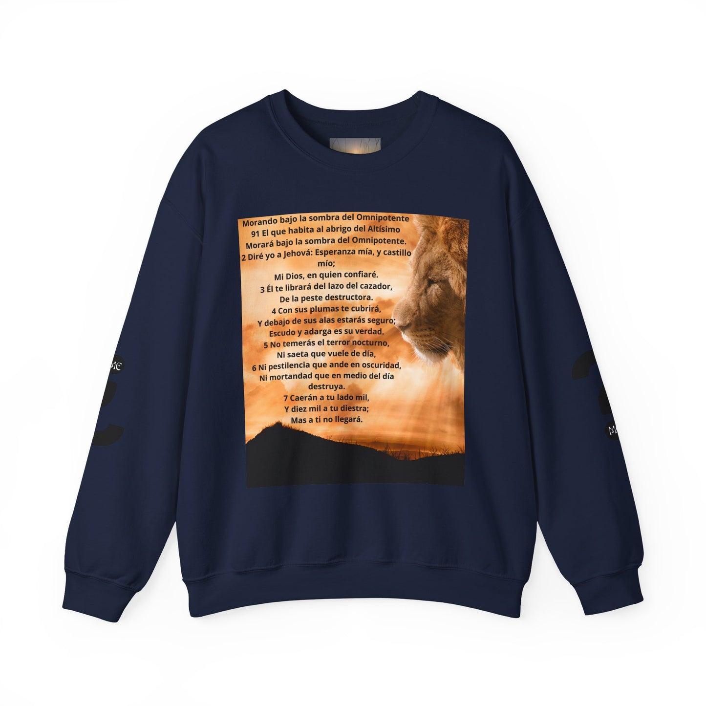 SALMO 91 Inspirational Lion Sweatshirt, Crewneck Sweater, Motivational Gift, Unisex Fashion, Animal Lover Apparel, Cozy Everyday Wear
