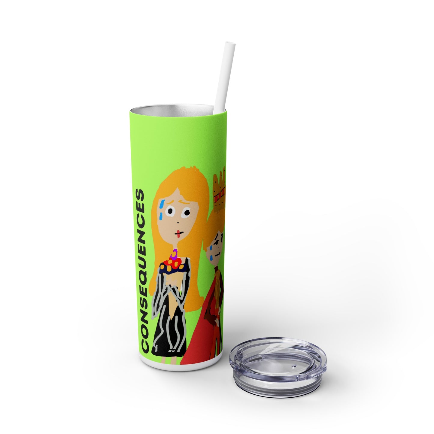 CONSEQUENCES ISAAC IDYER ARTS DESINGS Skinny Tumbler with Straw, 20oz