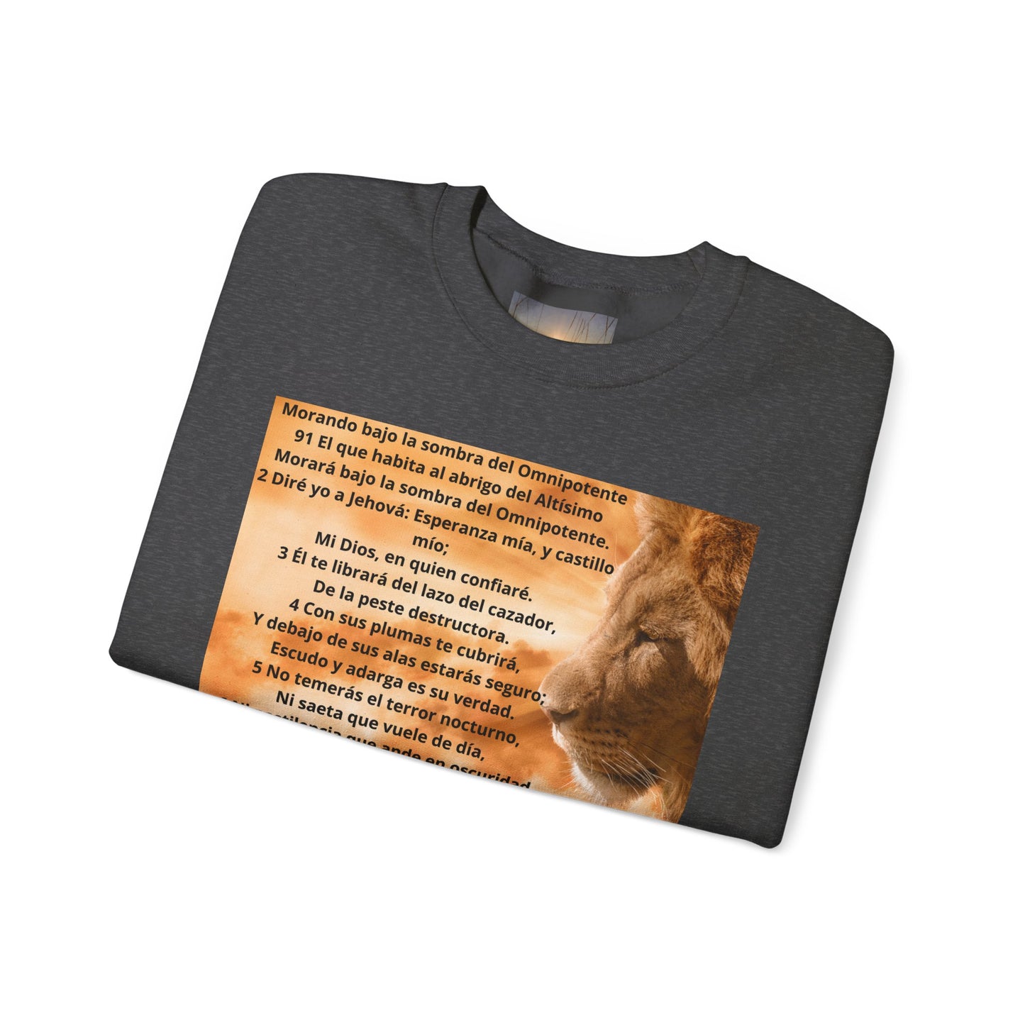 SALMO 91 Inspirational Lion Sweatshirt, Crewneck Sweater, Motivational Gift, Unisex Fashion, Animal Lover Apparel, Cozy Everyday Wear