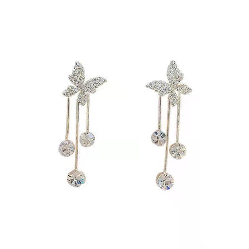 Fashion Jewelry Shiny Butterfly Rhinestone Drop Dangle Earrings Women