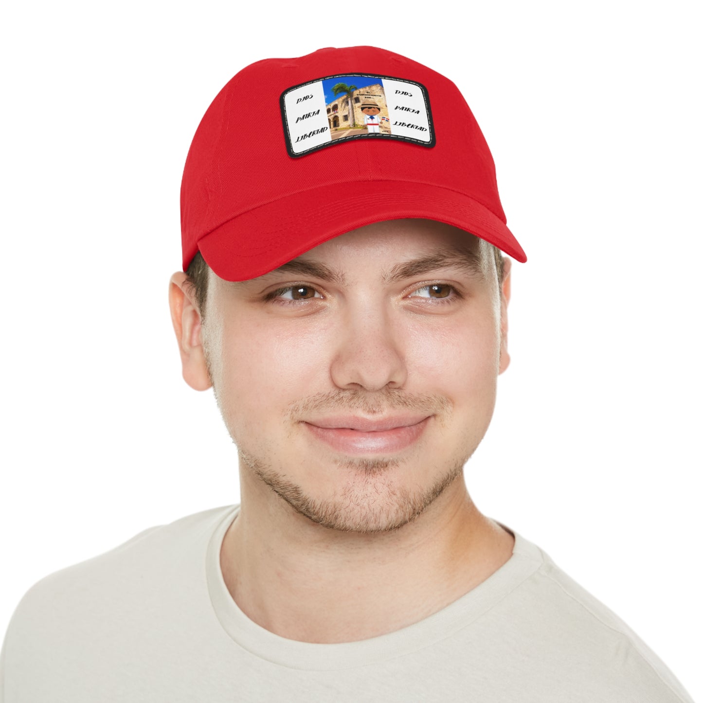 DIOS PATRIA LIBERTAD EL DOMINICANITO ESE Dad Hat with Leather Patch (Rectangle)