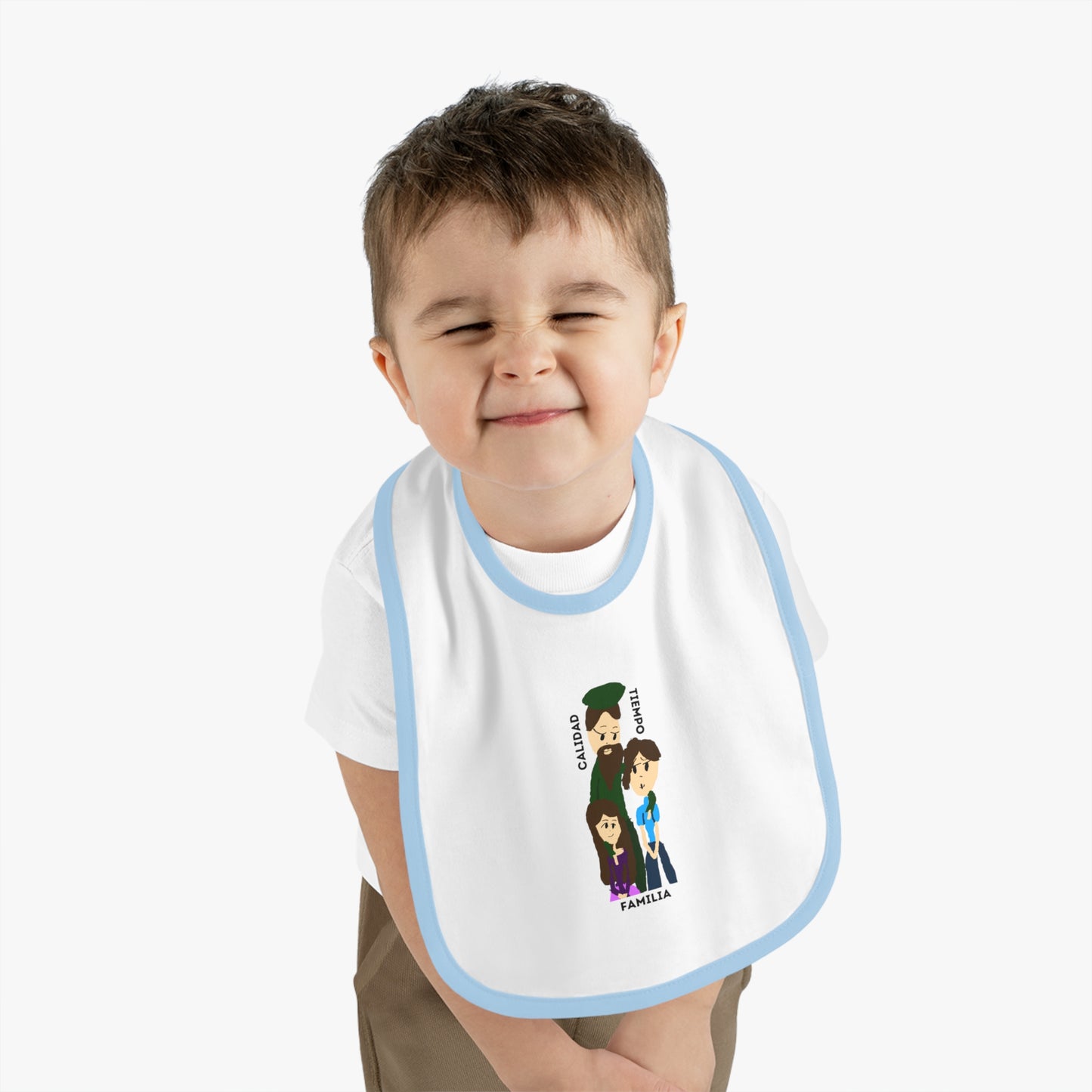 CALIDAD TIEMPO FAMILIA ISAAC IDYER ARTS DESINGS Baby Contrast Trim Jersey Bib