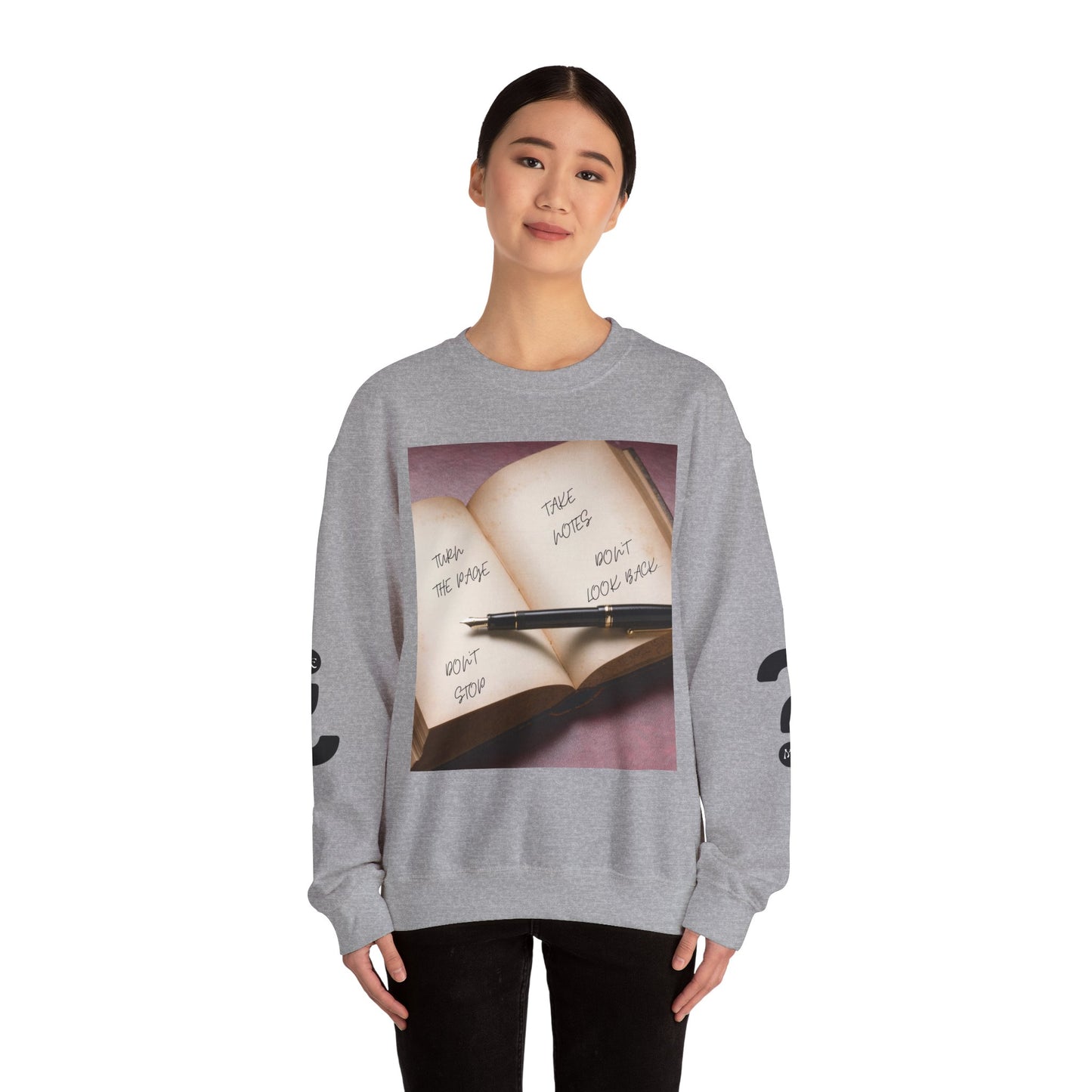 TURN THE PAGE Inspirational Sweatshirt for Note-Takers, Cozy Crewneck, Motivational Gift, Book Lovers, Back-to-School Apparel