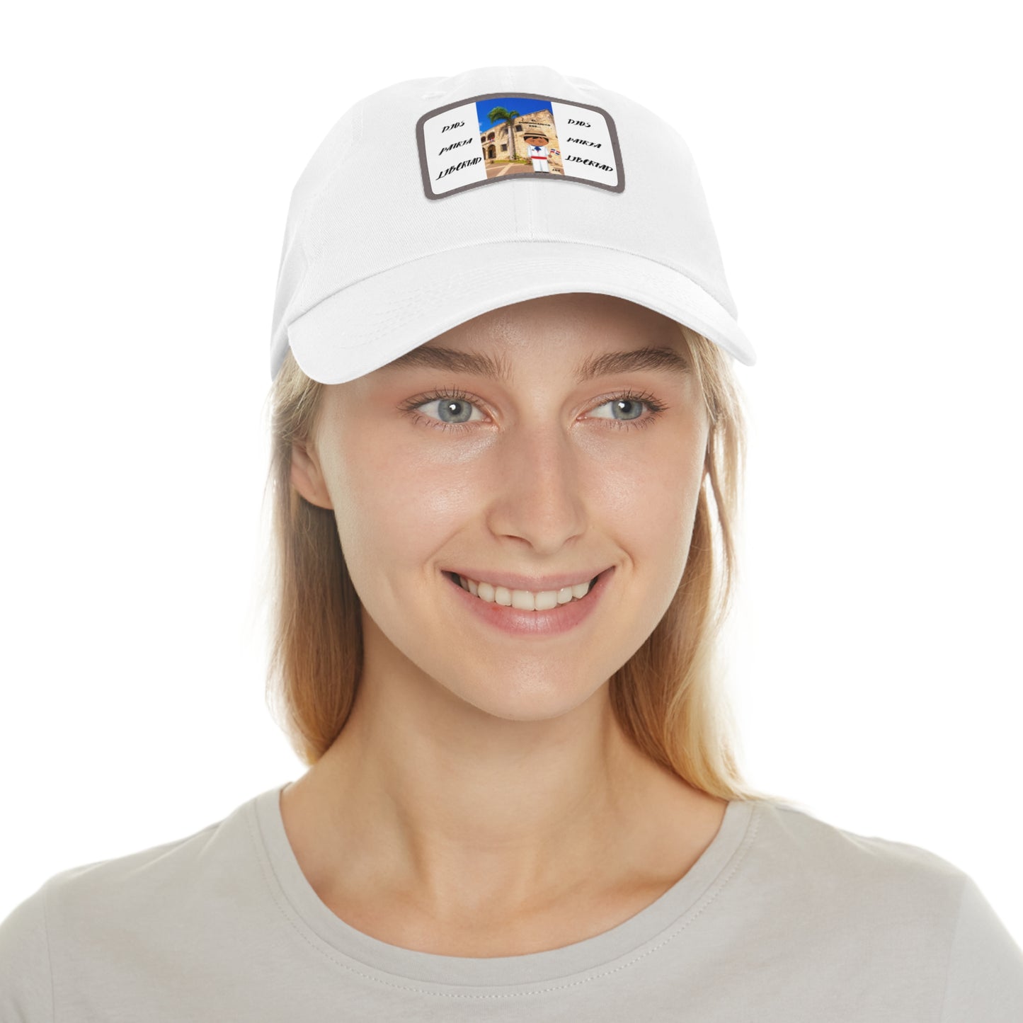 DIOS PATRIA LIBERTAD EL DOMINICANITO ESE Dad Hat with Leather Patch (Rectangle)