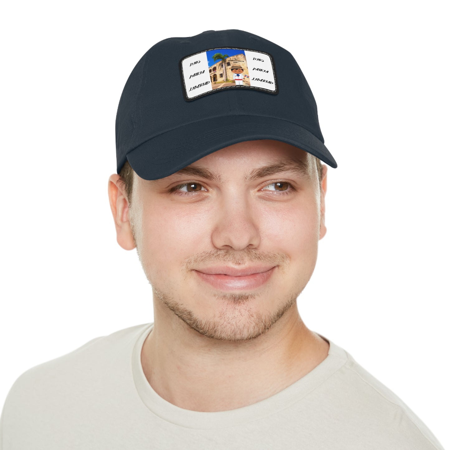 DIOS PATRIA LIBERTAD EL DOMINICANITO ESE Dad Hat with Leather Patch (Rectangle)