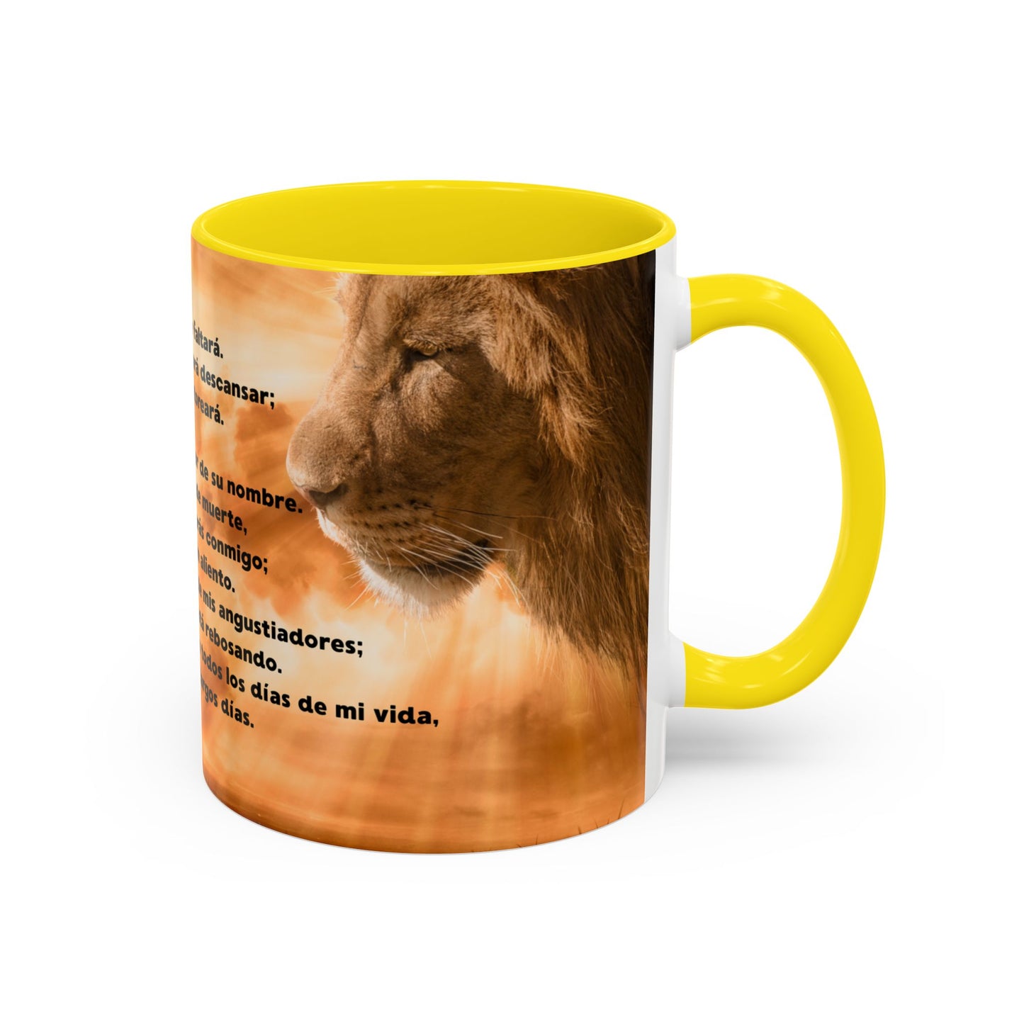 SALMO 23 Inspirational Lion Coffee Mug - Faith, Spirituality, Gift for Him/Her, Motivational Drinkware, Religious Home Decor
